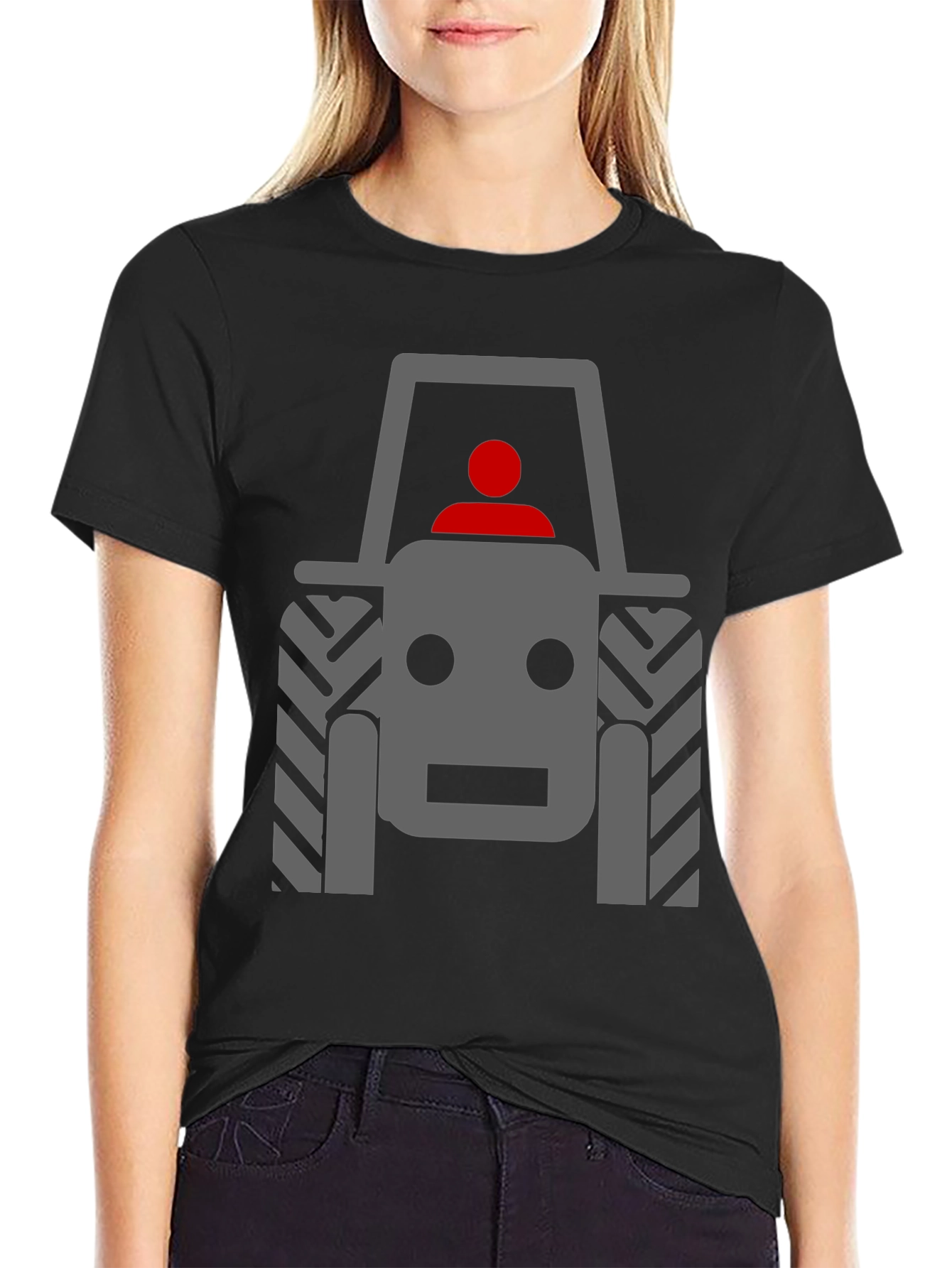 Tractor Graphic Tee - Black Cotton Comfort