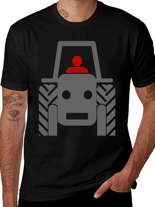 Tractor Graphic Tee - Black Cotton Comfort