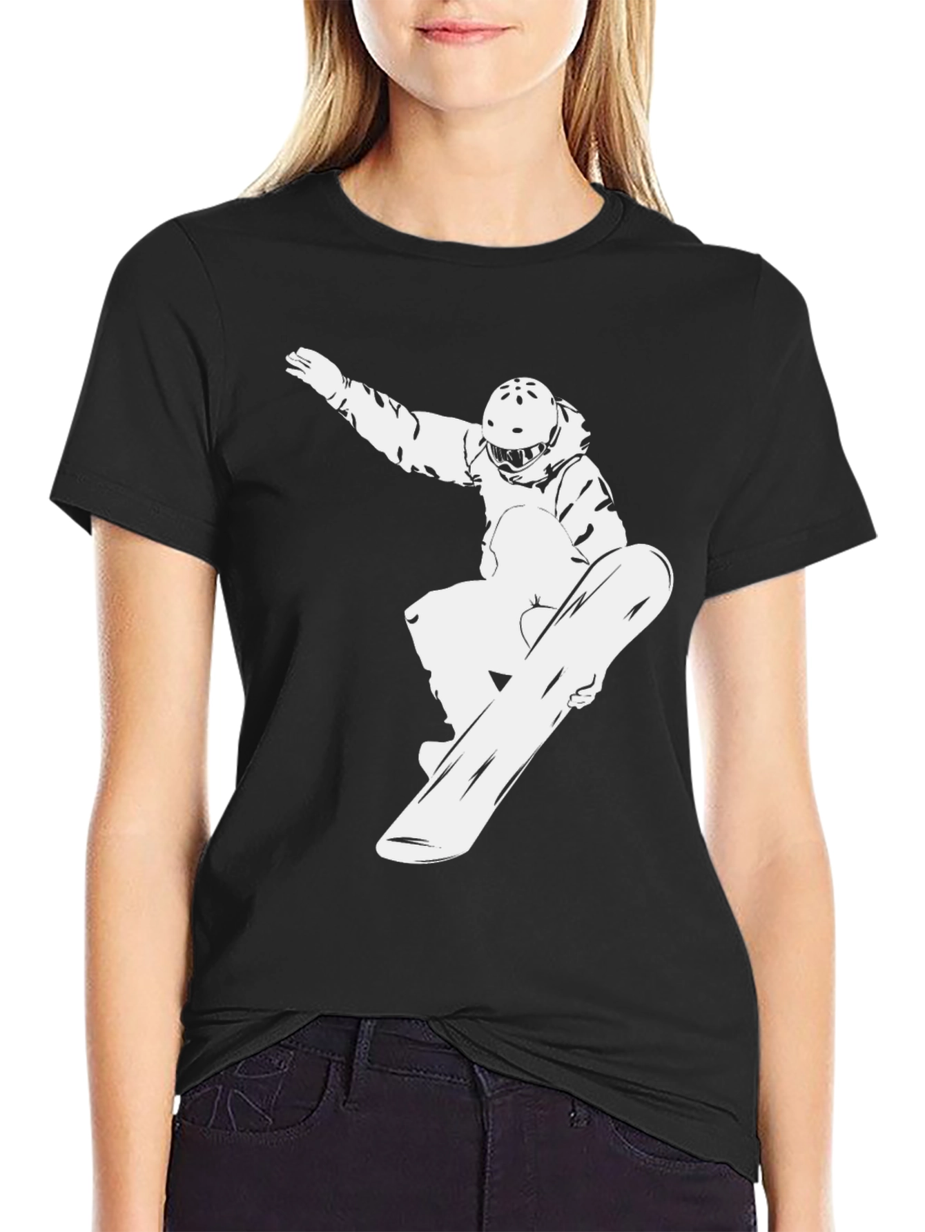 Cool Snowboarder Graphic Black T-Shirt