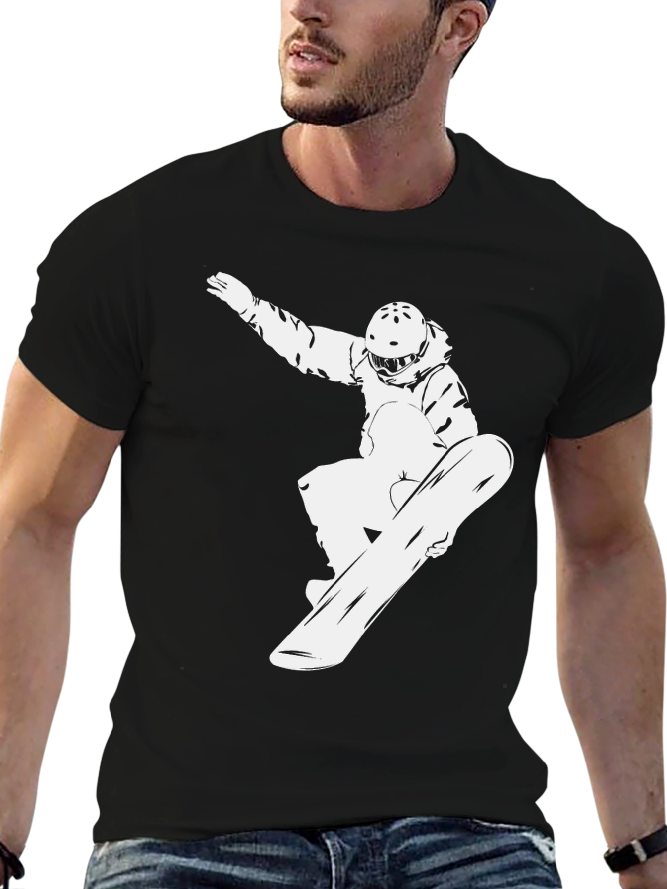 Cool Snowboarder Graphic Black T-Shirt