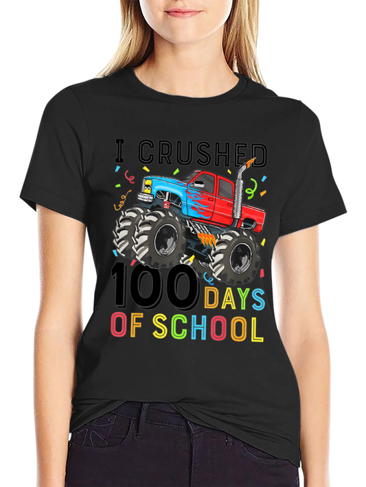 I Crushed 100 Days of School Monster Truck T-Shirt
