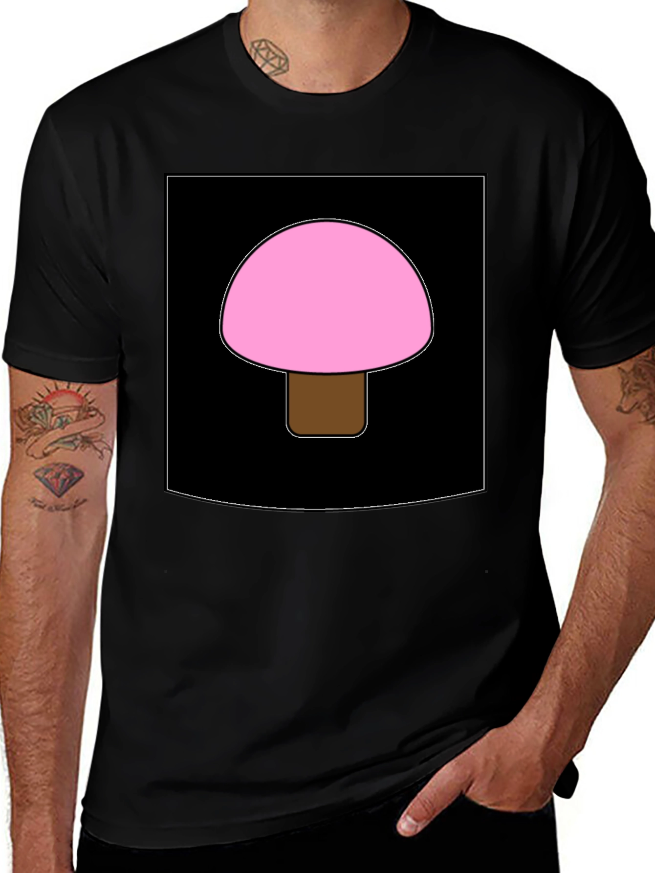 Pink Mushroom Graphic Tee - Unique Design