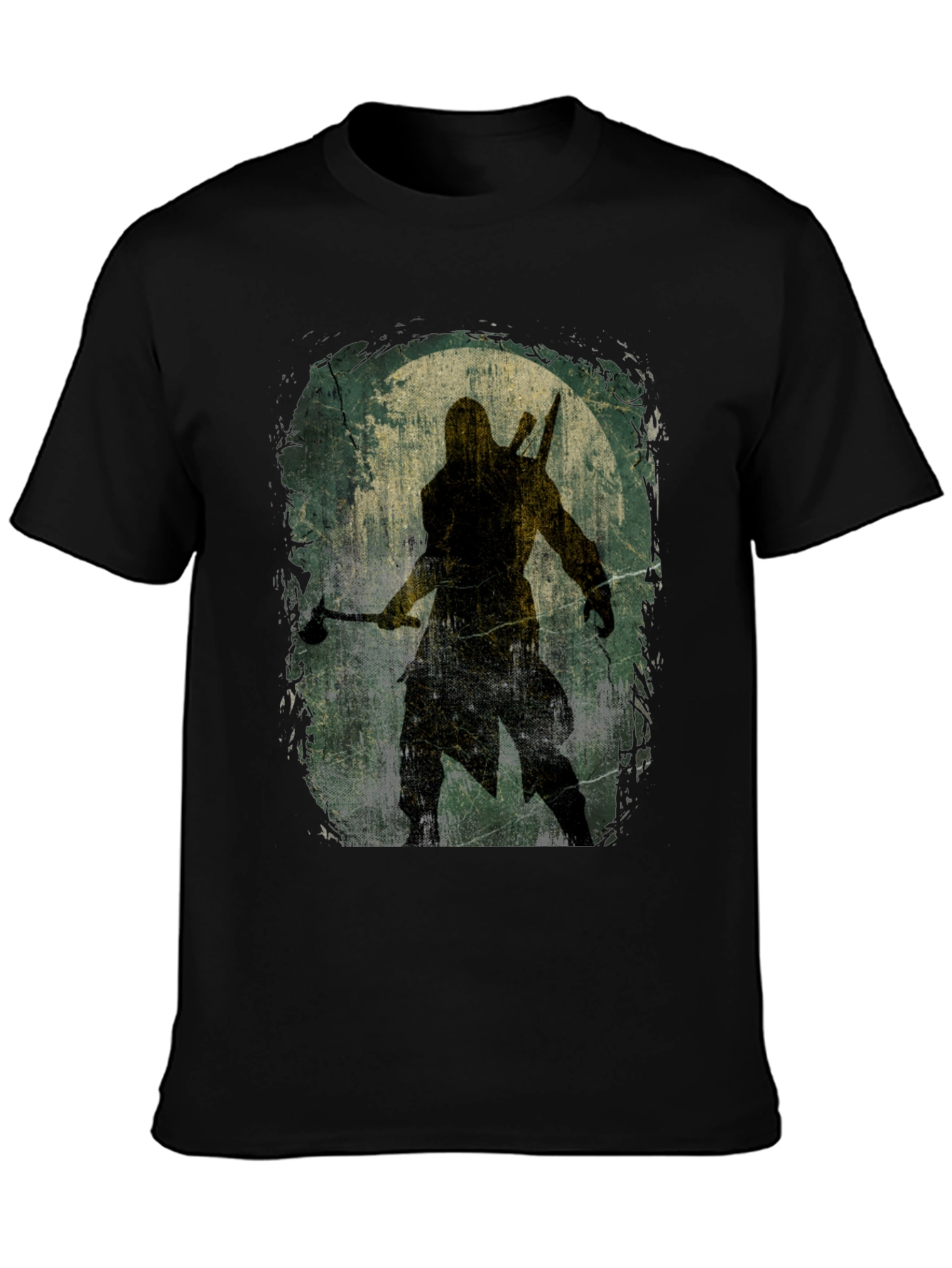 Warrior Silhouette Graphic Tee - Black Cotton T-Shirt