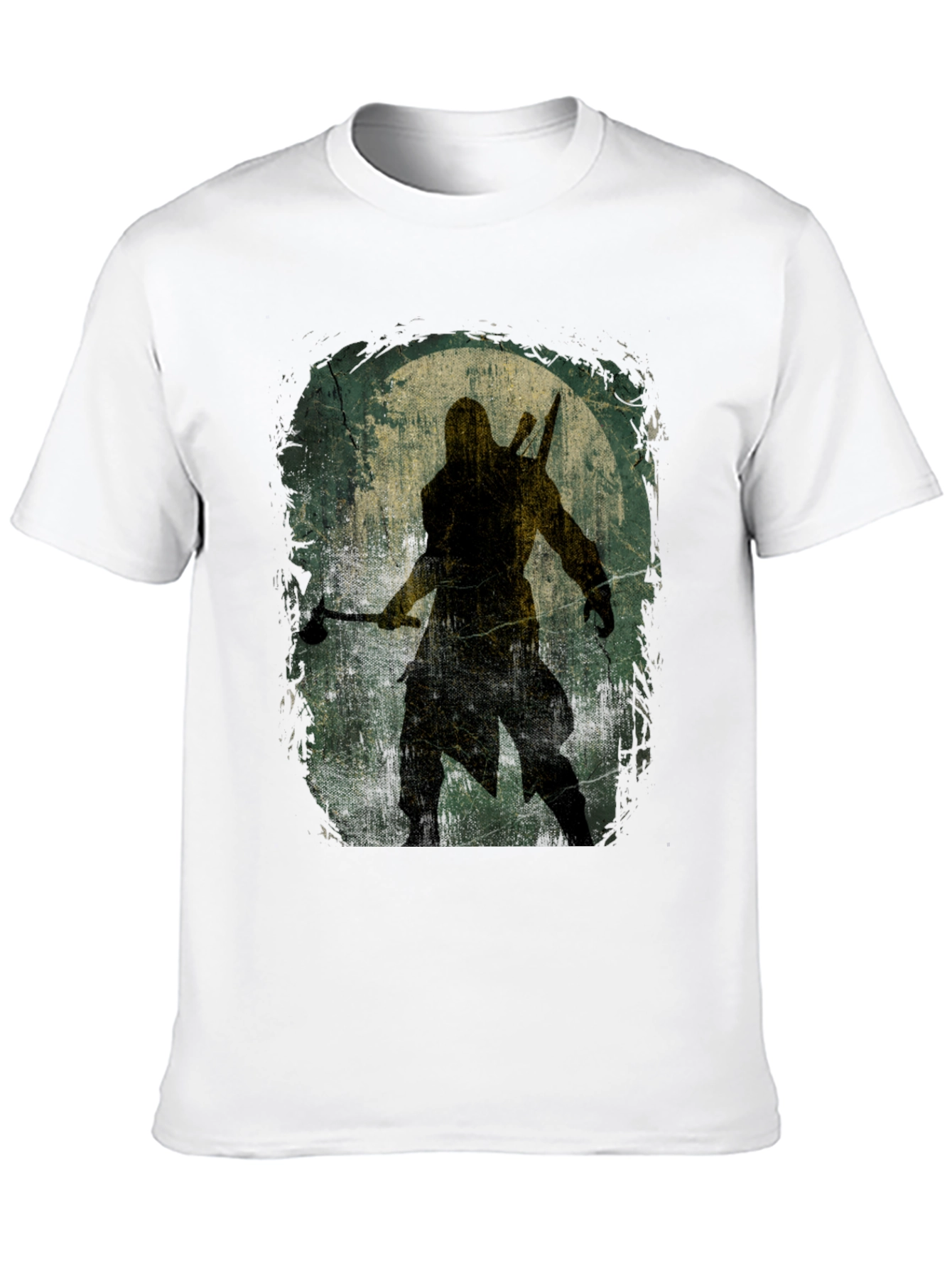 Warrior Silhouette Graphic Tee - Black Cotton T-Shirt