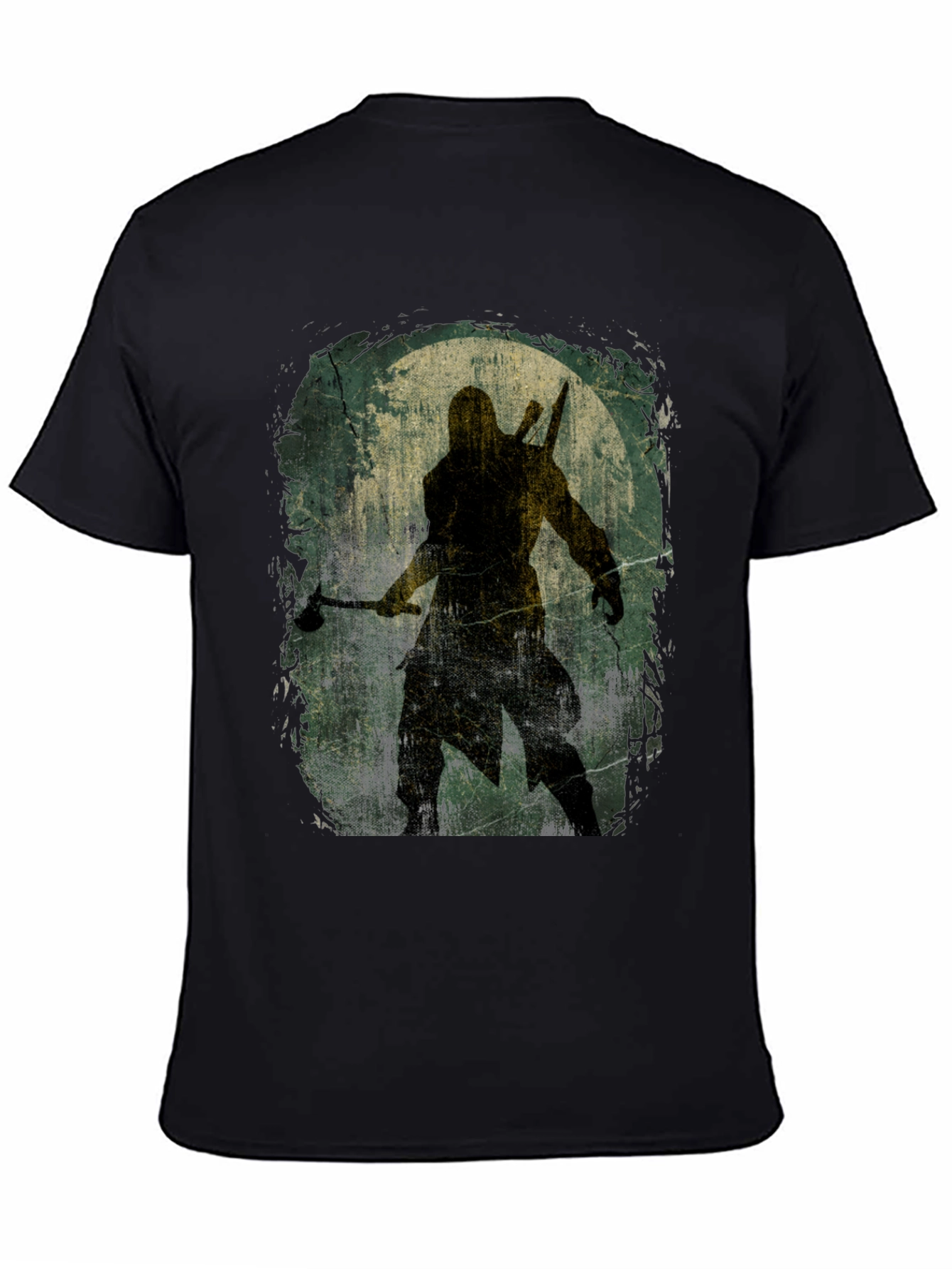 Warrior Silhouette Graphic Tee - Black Cotton T-Shirt