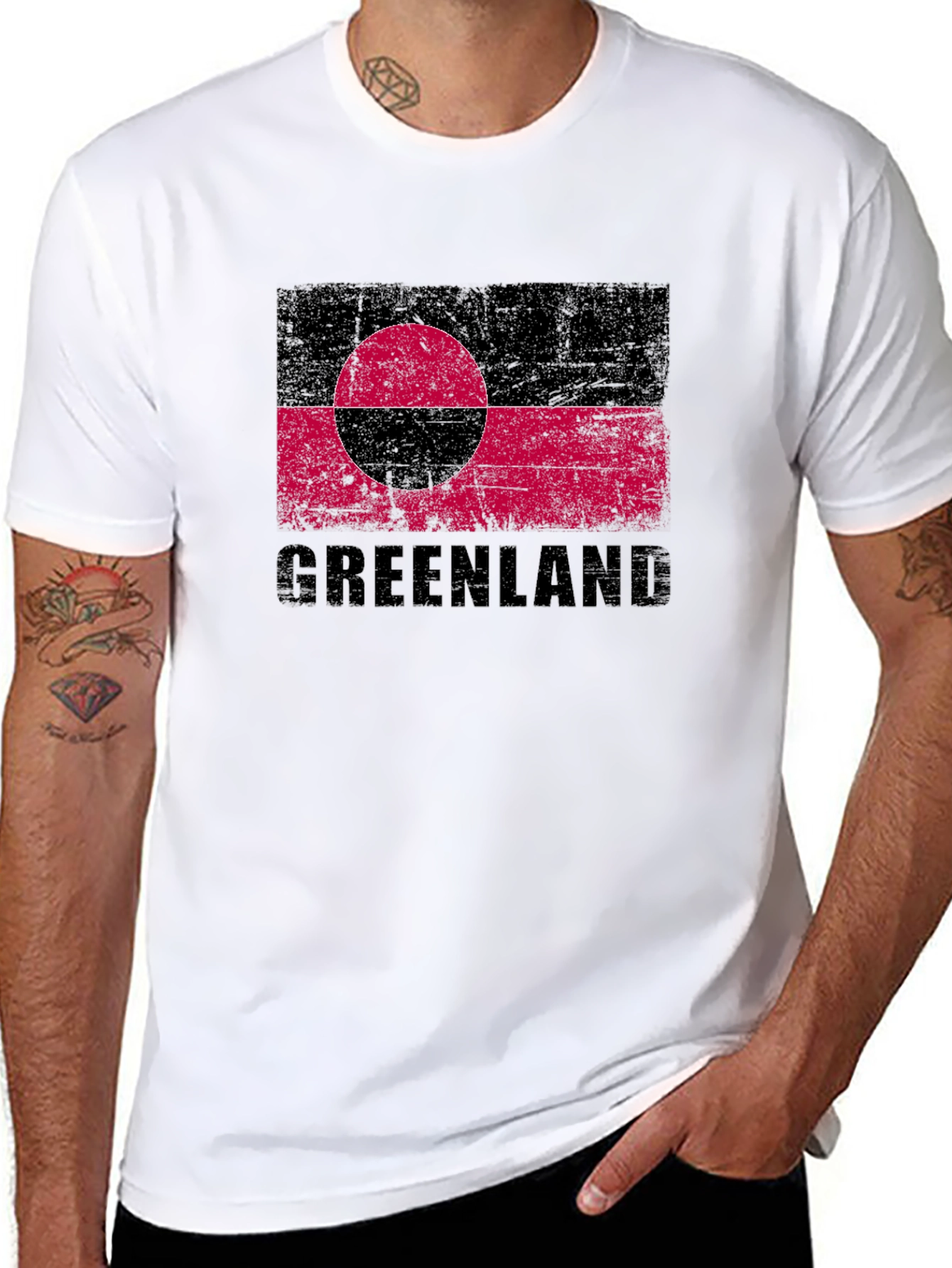 Greenland Flag T-Shirt - Distressed Graphic Tee