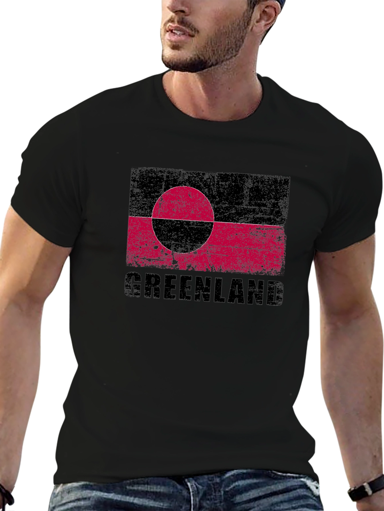 Greenland Flag T-Shirt - Distressed Graphic Tee
