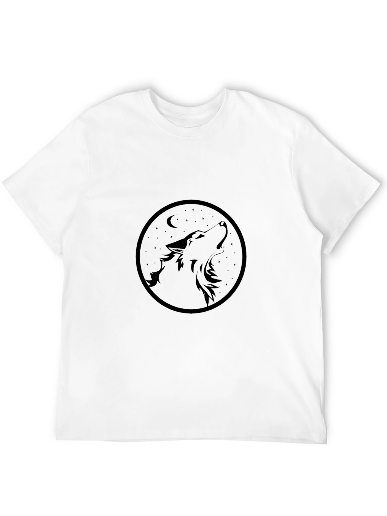 Wolf Howling at Moon Graphic Tee - Black