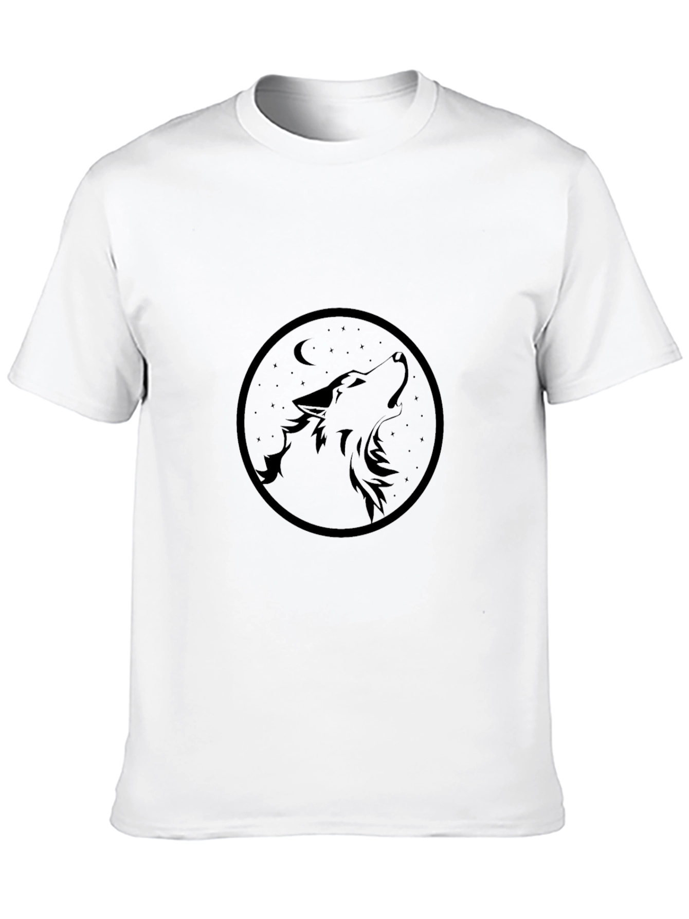 Wolf Howling at Moon Graphic Tee - Black