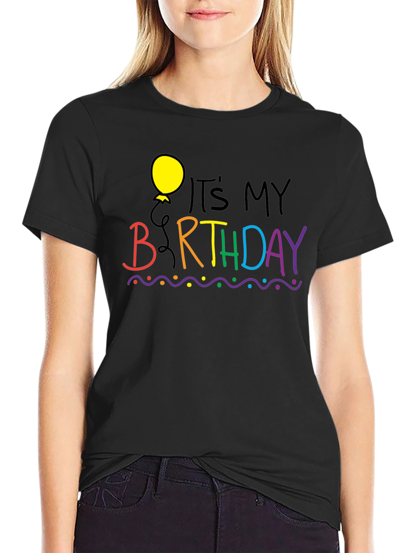 Its My Birthday Black Graphic T-Shirt