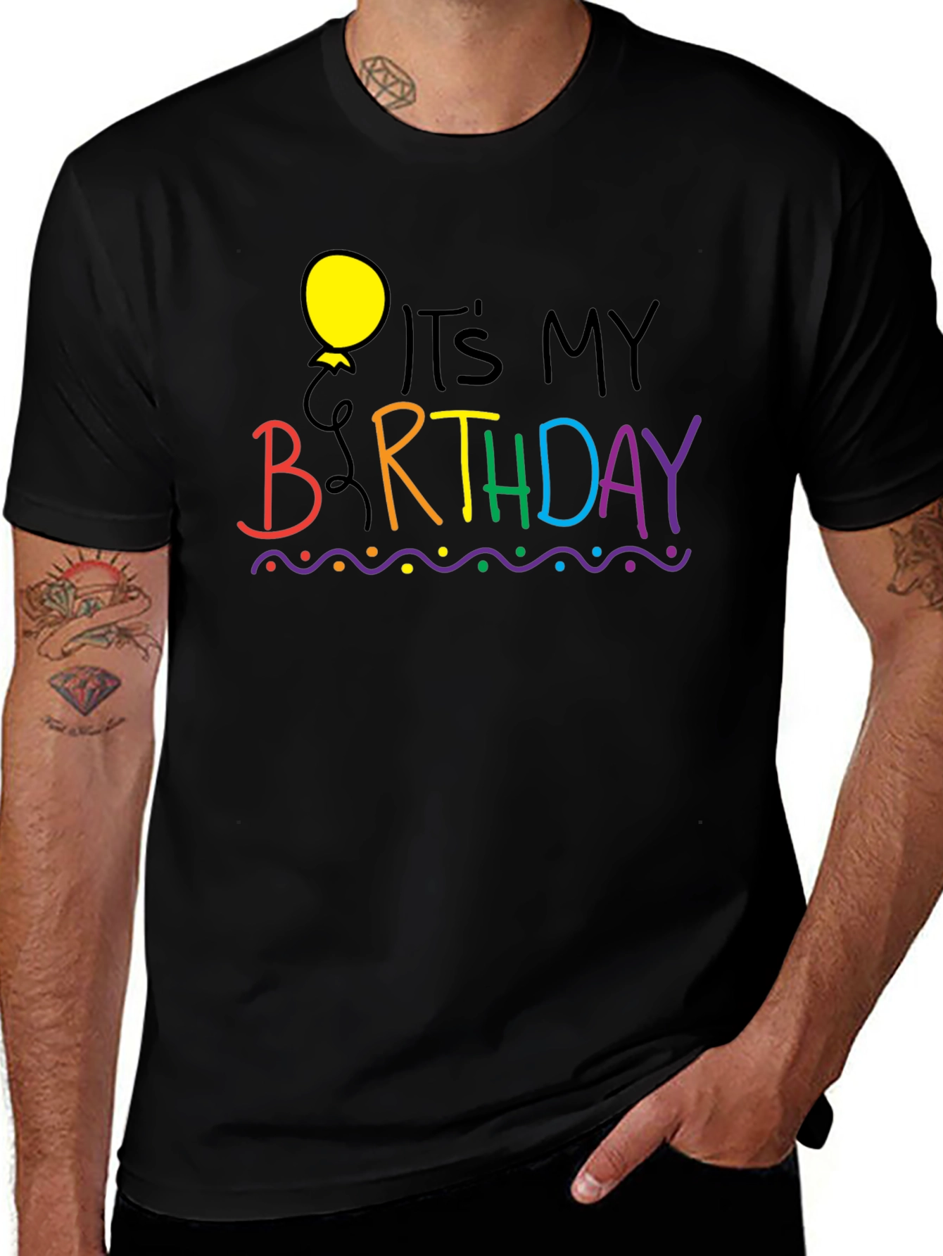 Its My Birthday Black Graphic T-Shirt