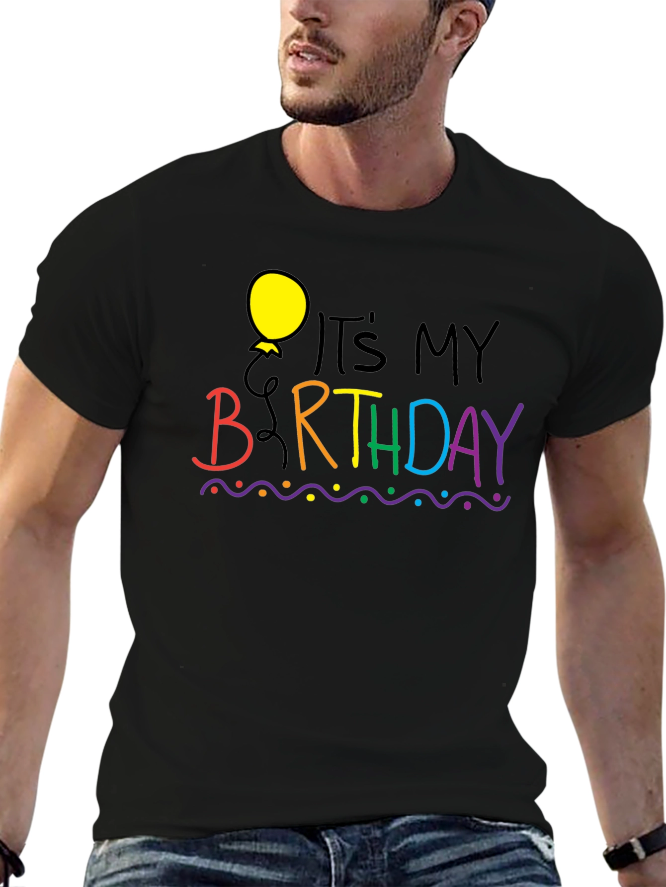 Its My Birthday Black Graphic T-Shirt