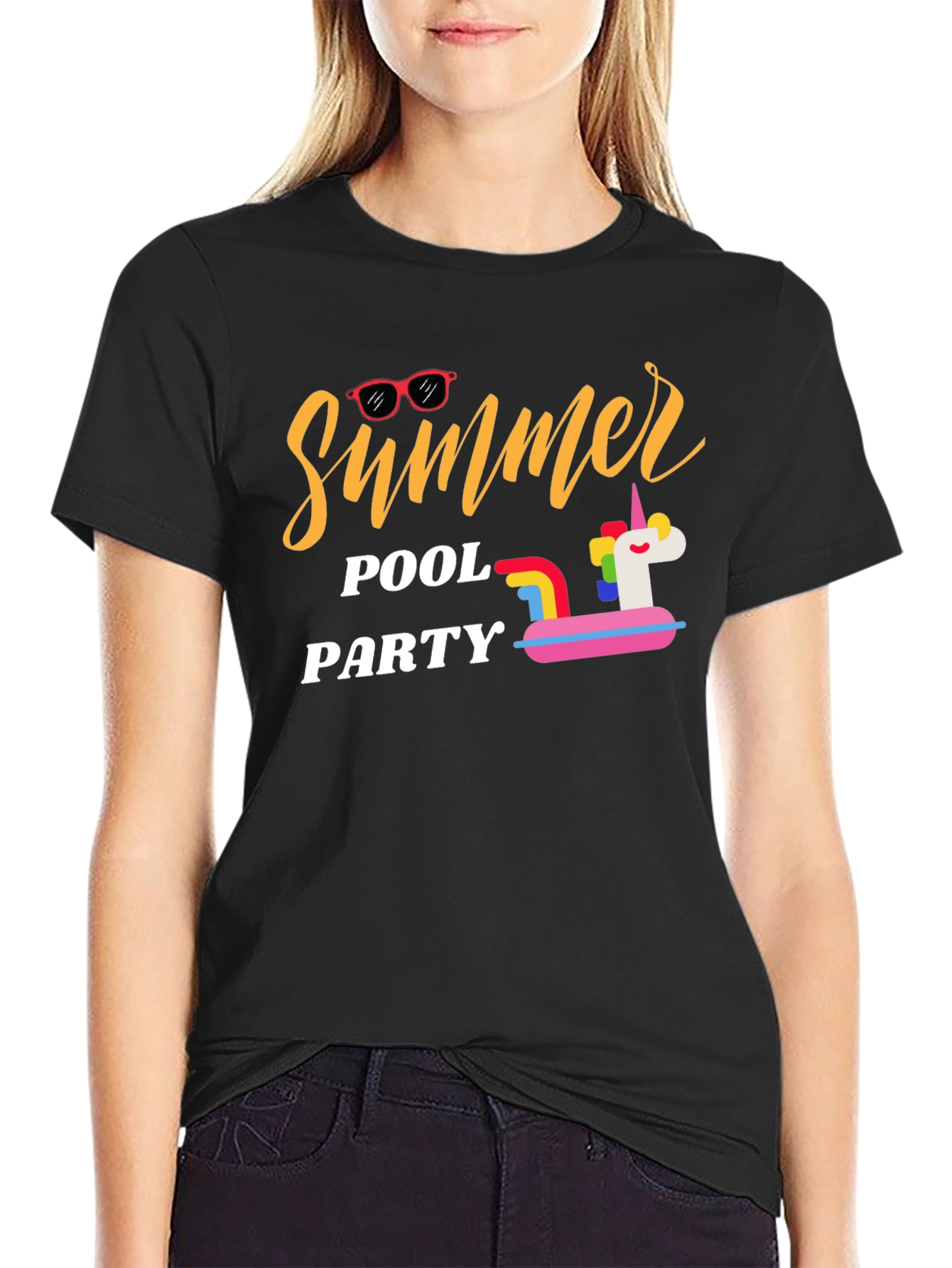 Summer Pool Party Black T-Shirt