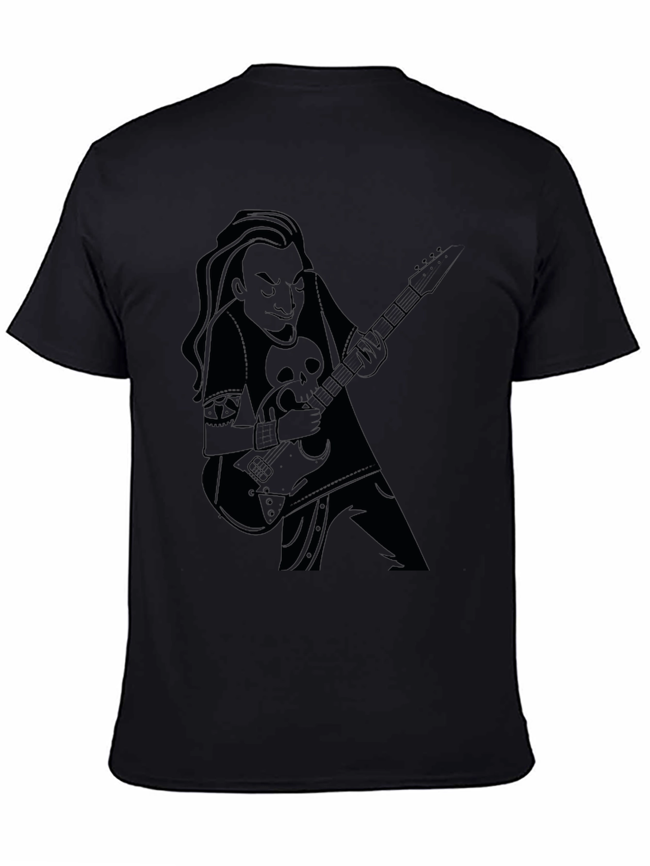 Guitarist Graphic Tee - Black Cotton Casual Wear