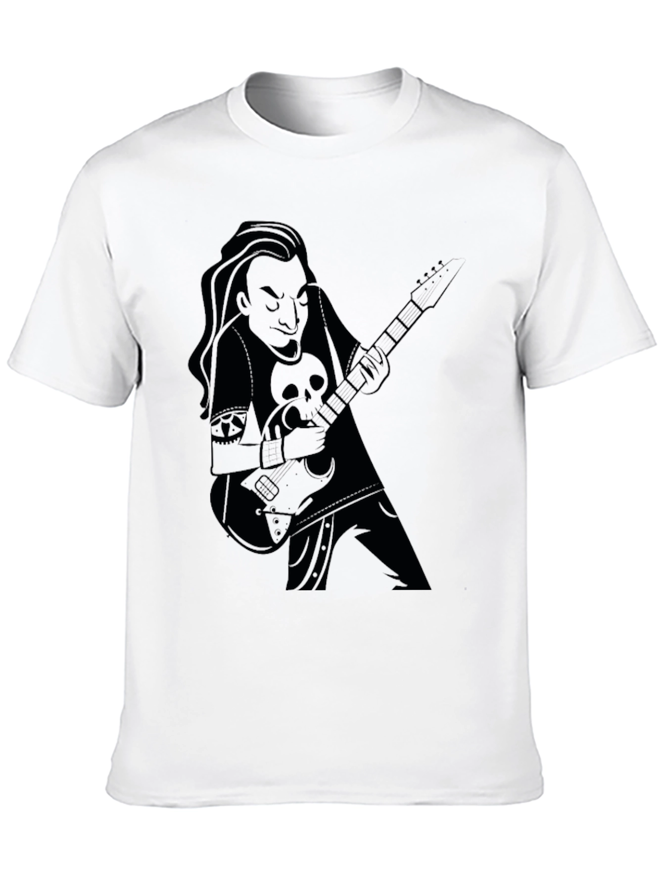 Guitarist Graphic Tee - Black Cotton Casual Wear