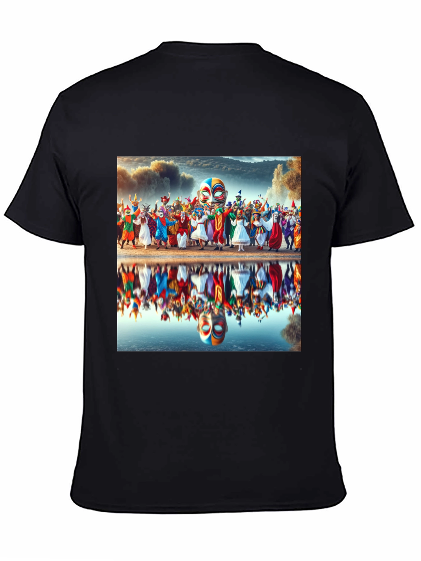 Carnival Reflection Graphic Tee - Stylish Black T-Shirt