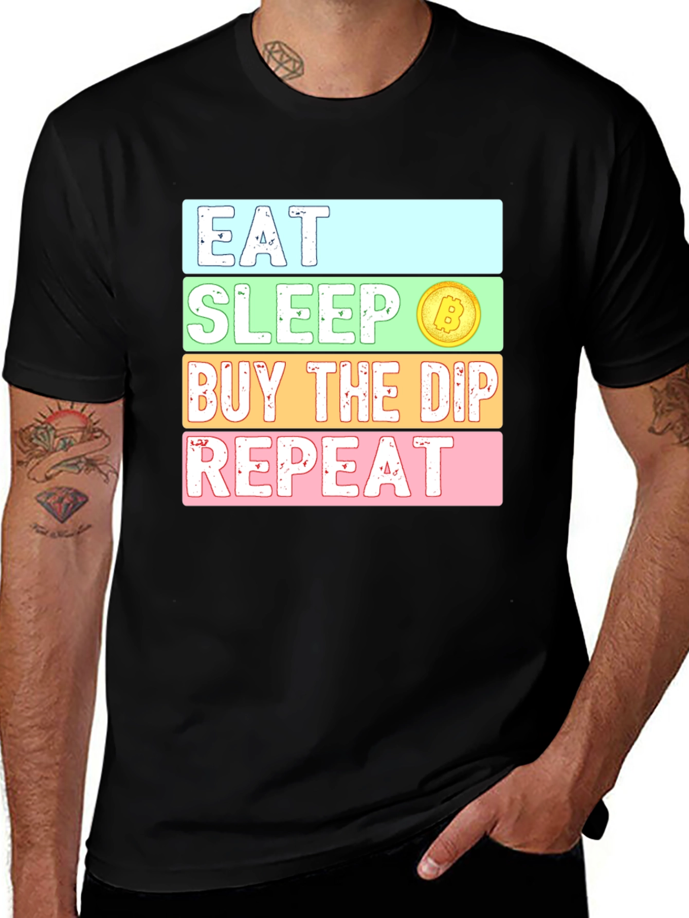 Eat Sleep Buy the Dip Repeat Crypto Bitcoin T-Shirt