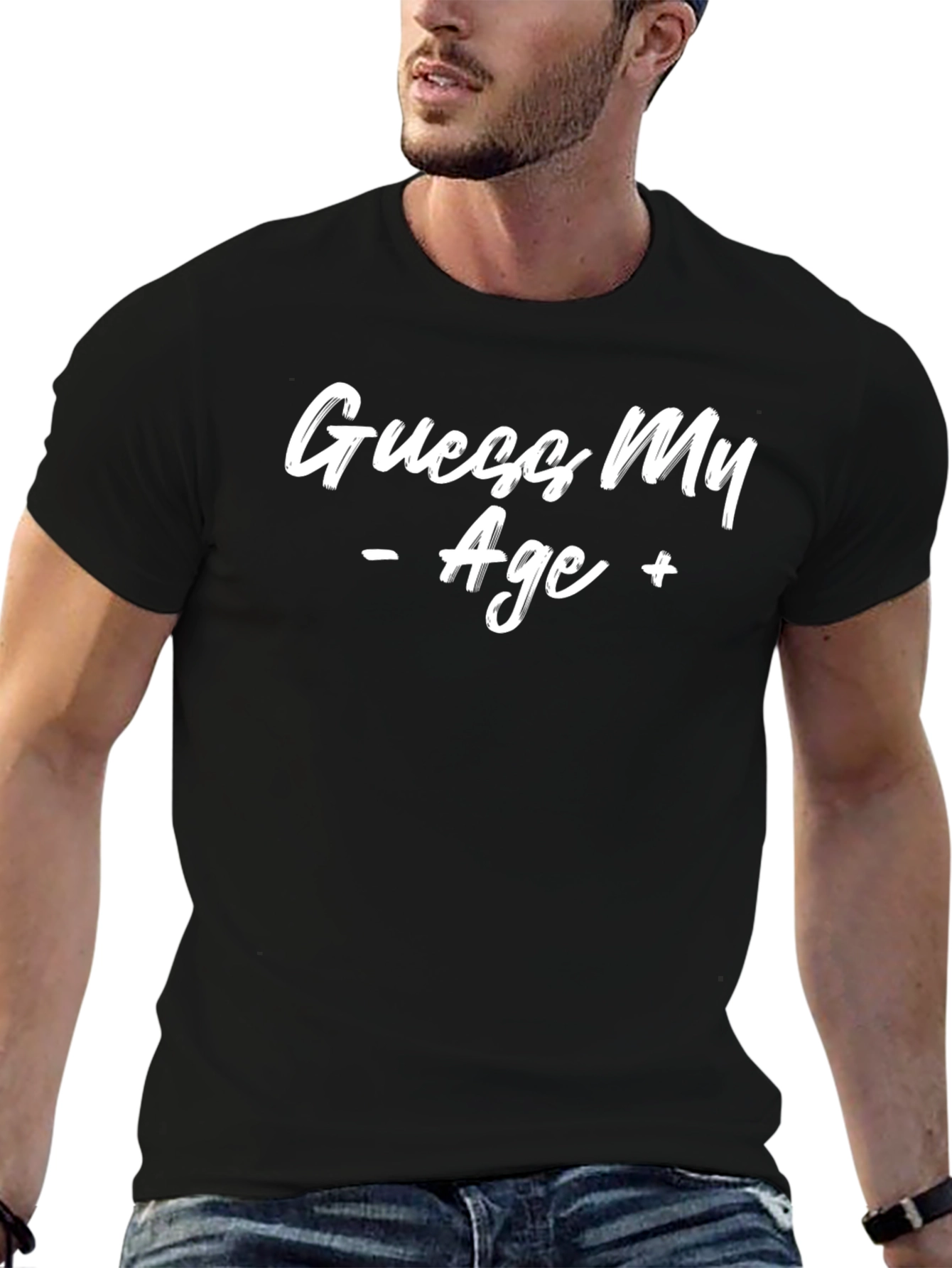 Guess My Age Black Graphic Tee