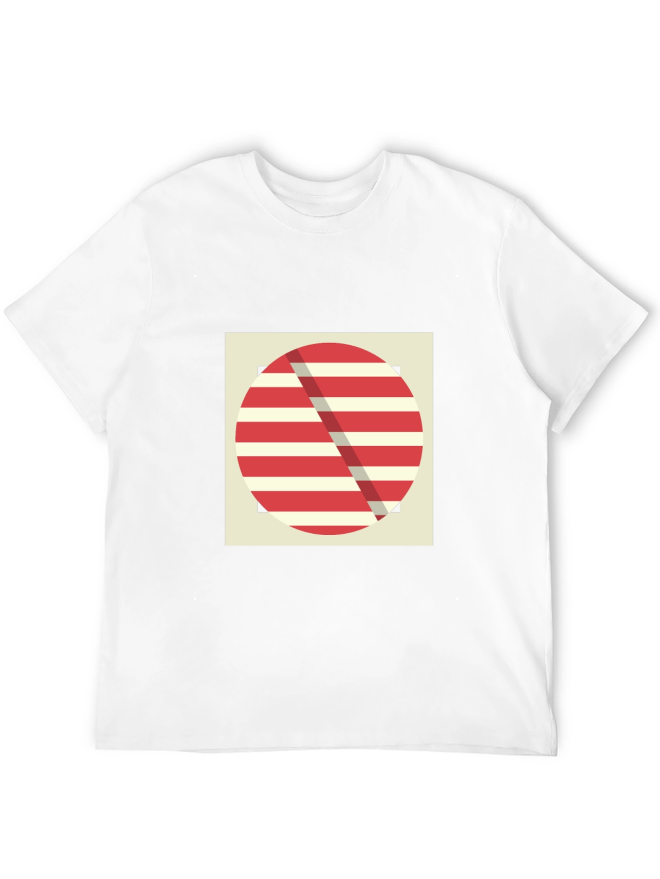 Geometric Graphic Tee - Red Stripe Design