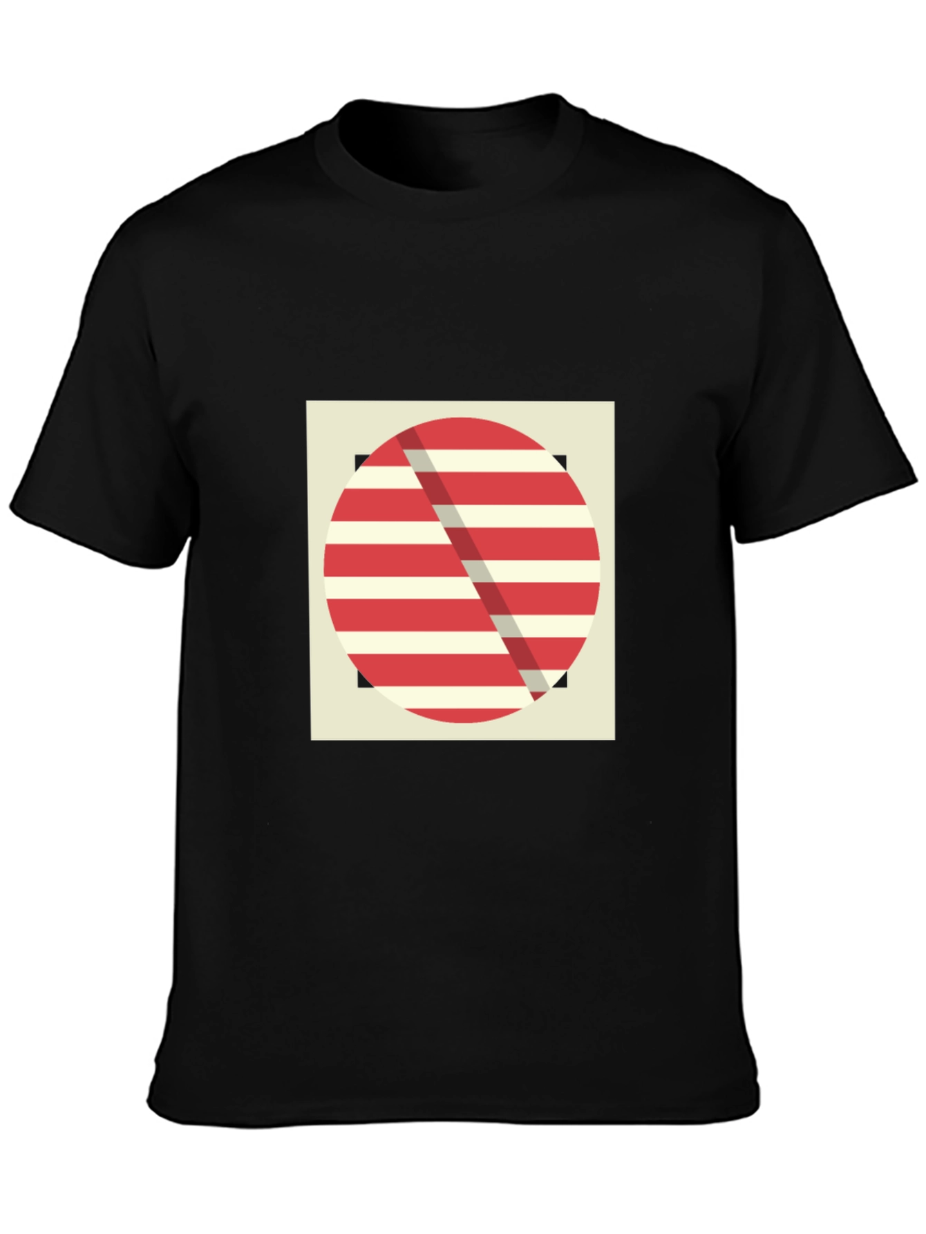 Geometric Graphic Tee - Red Stripe Design