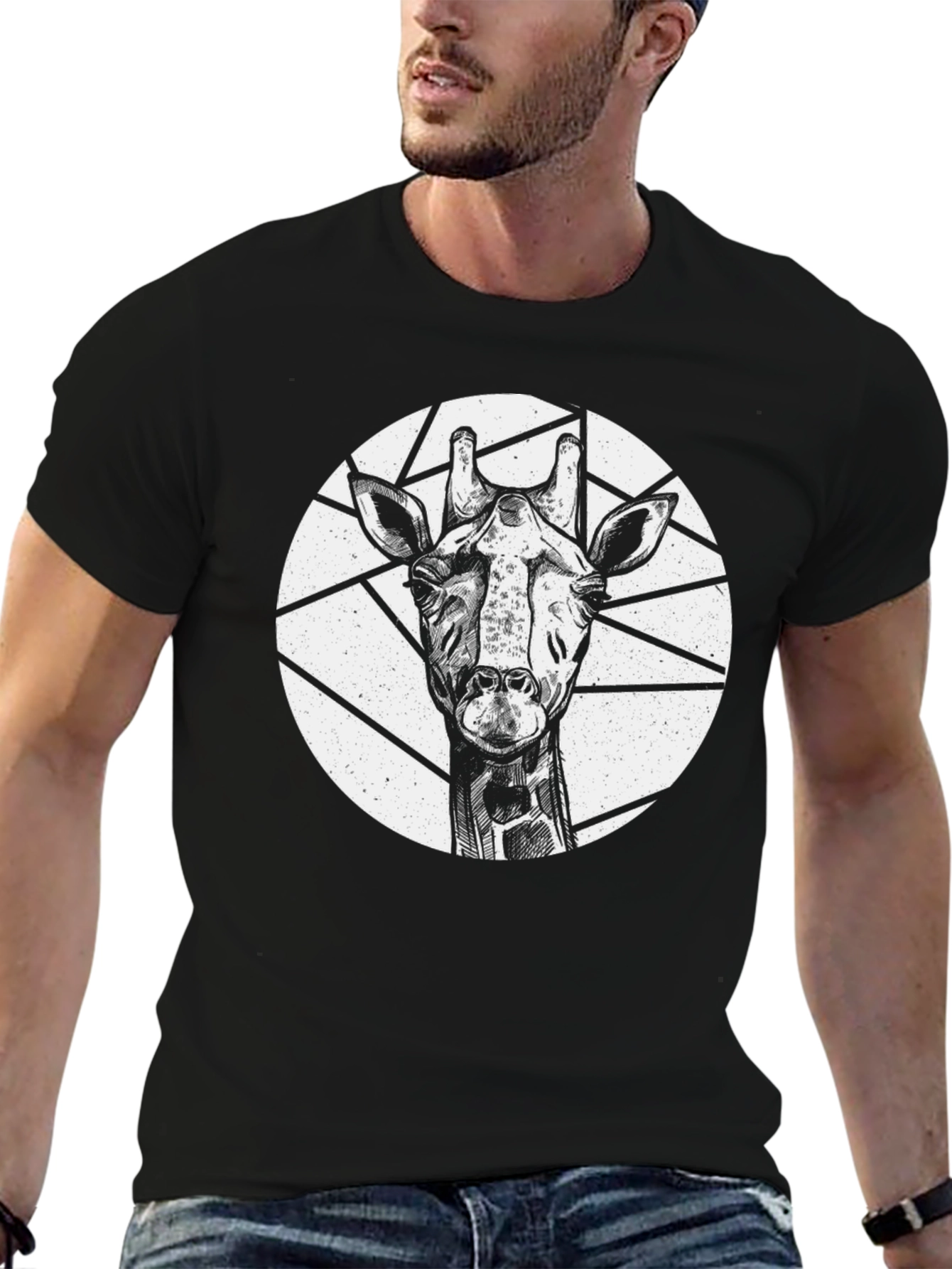 Giraffe Graphic Tee - Unique Black Shirt