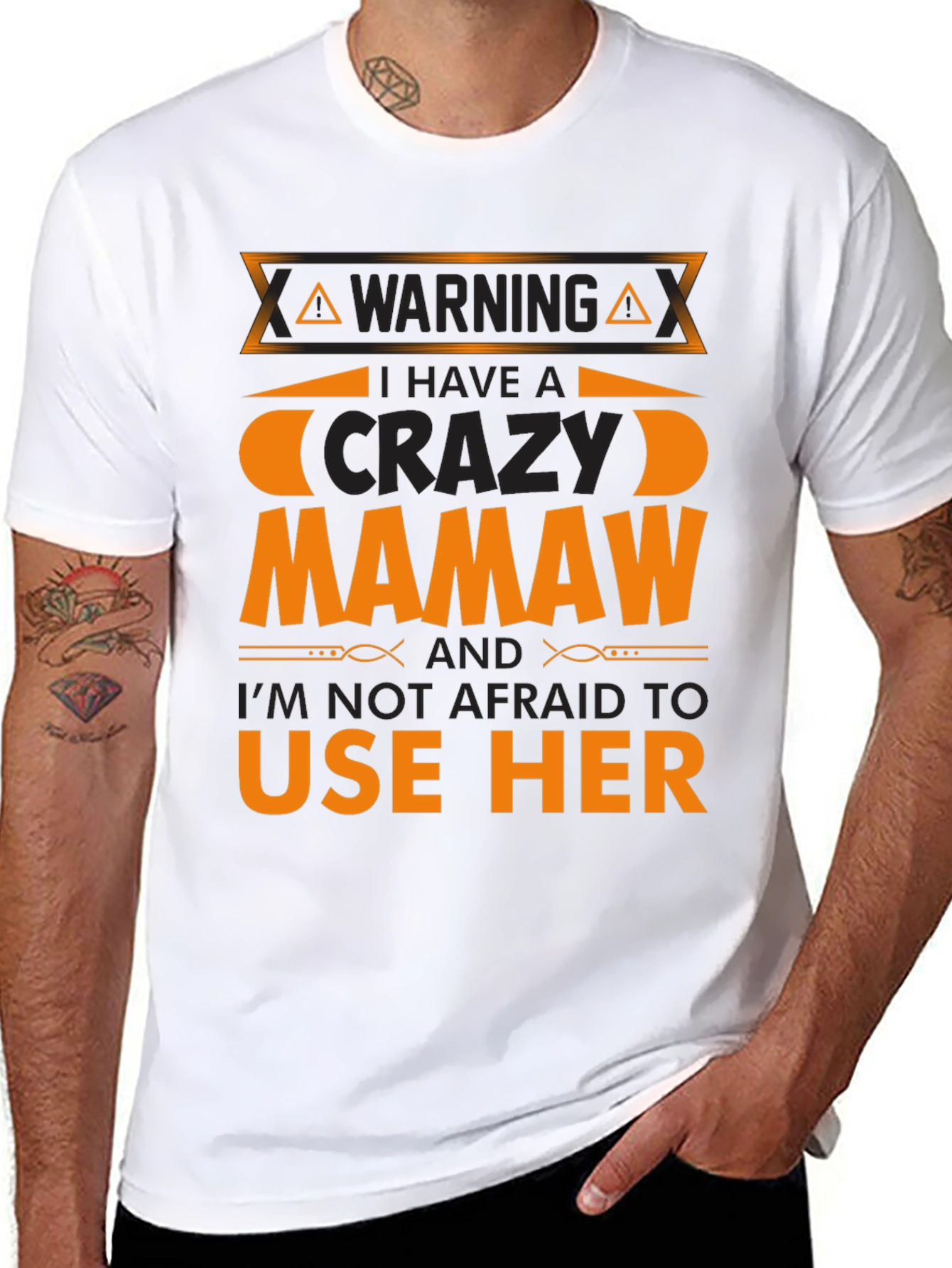 Warning Crazy Mamaw T-Shirt Funny Family Tee