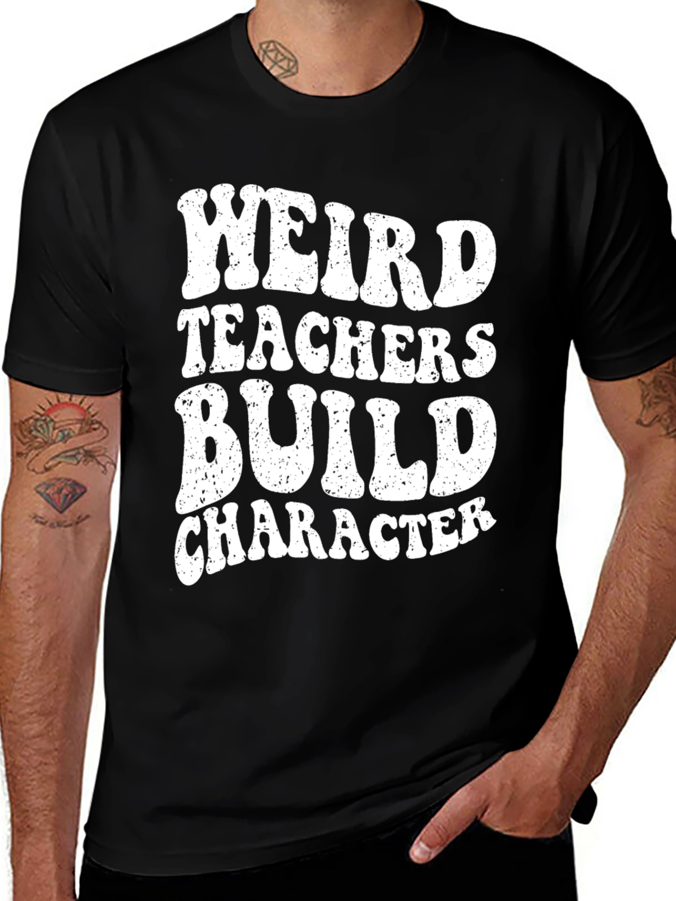 Weird Teachers Build Character Novelty Graphic T-Shirt
