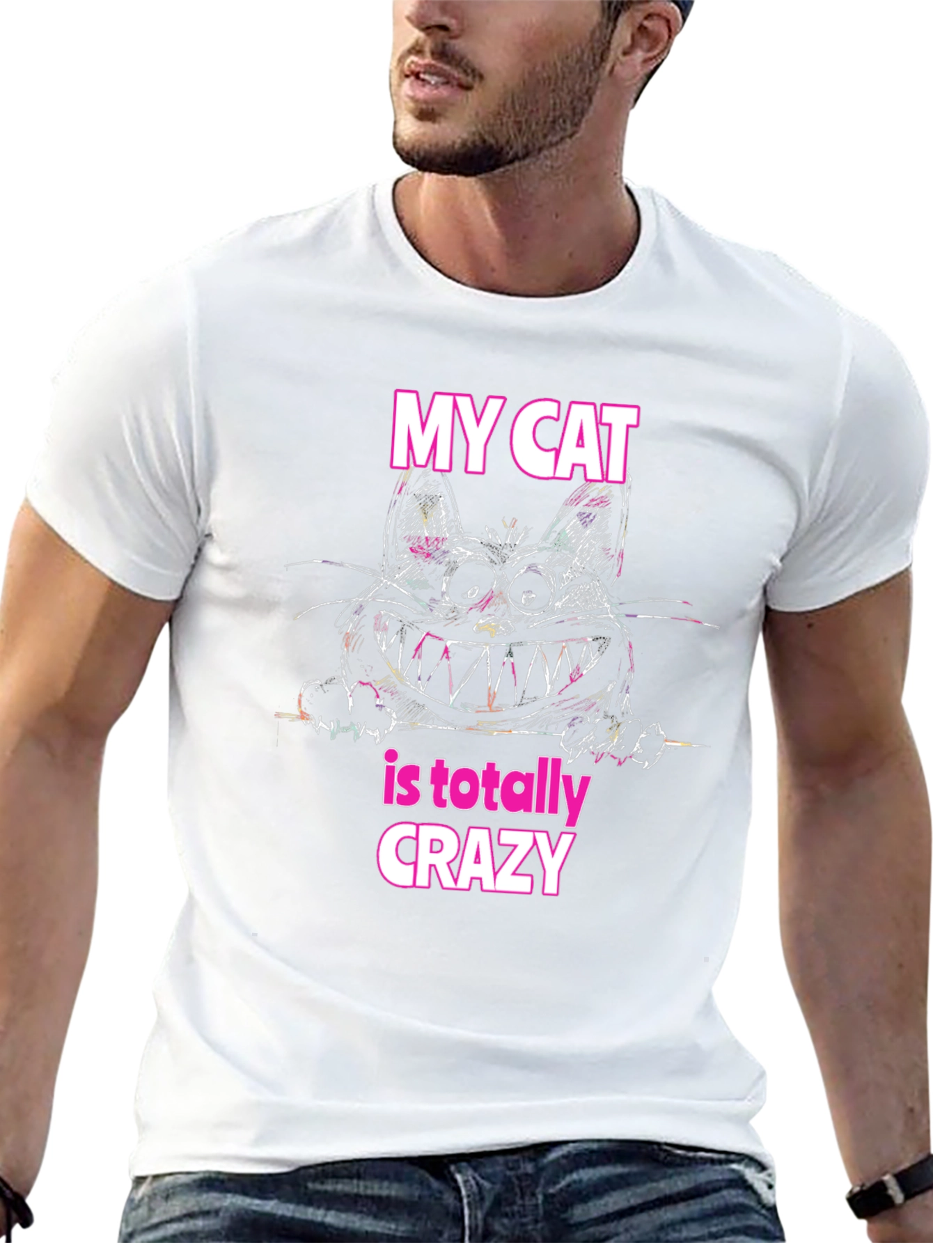 Crazy Cat Graphic T-Shirt - Soft Cotton Tee