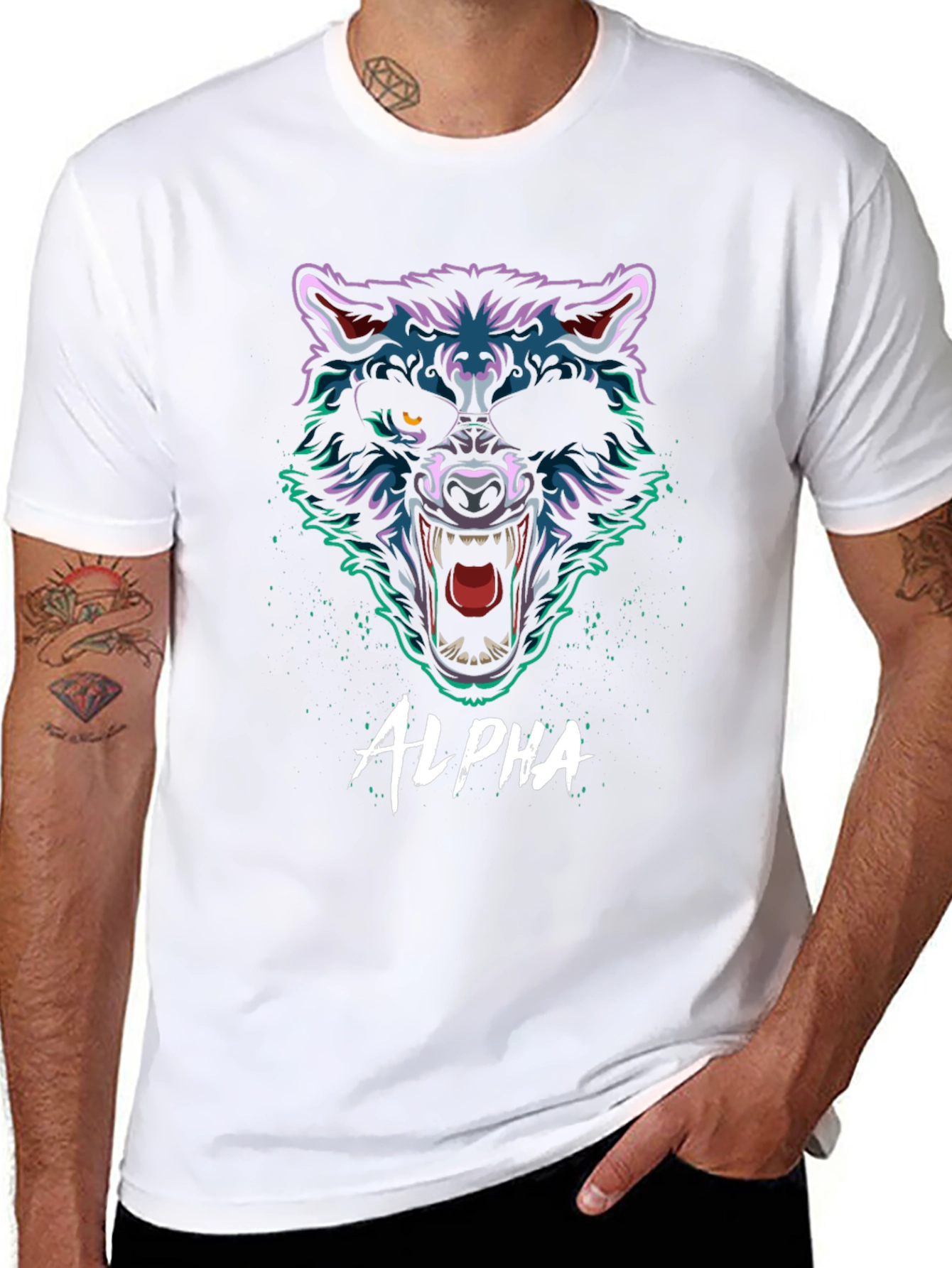 Alpha Wolf Graphic Tee - Mens Black T-Shirt