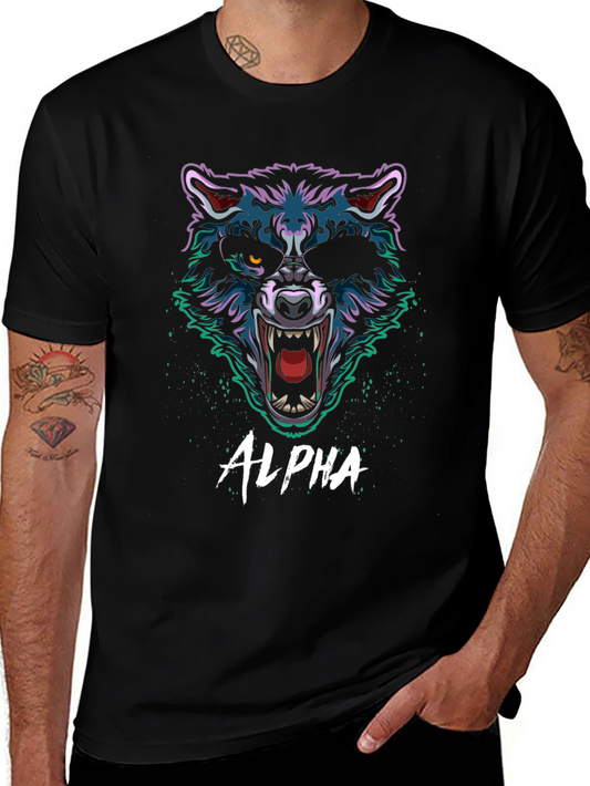 Alpha Wolf Graphic Tee - Mens Black T-Shirt