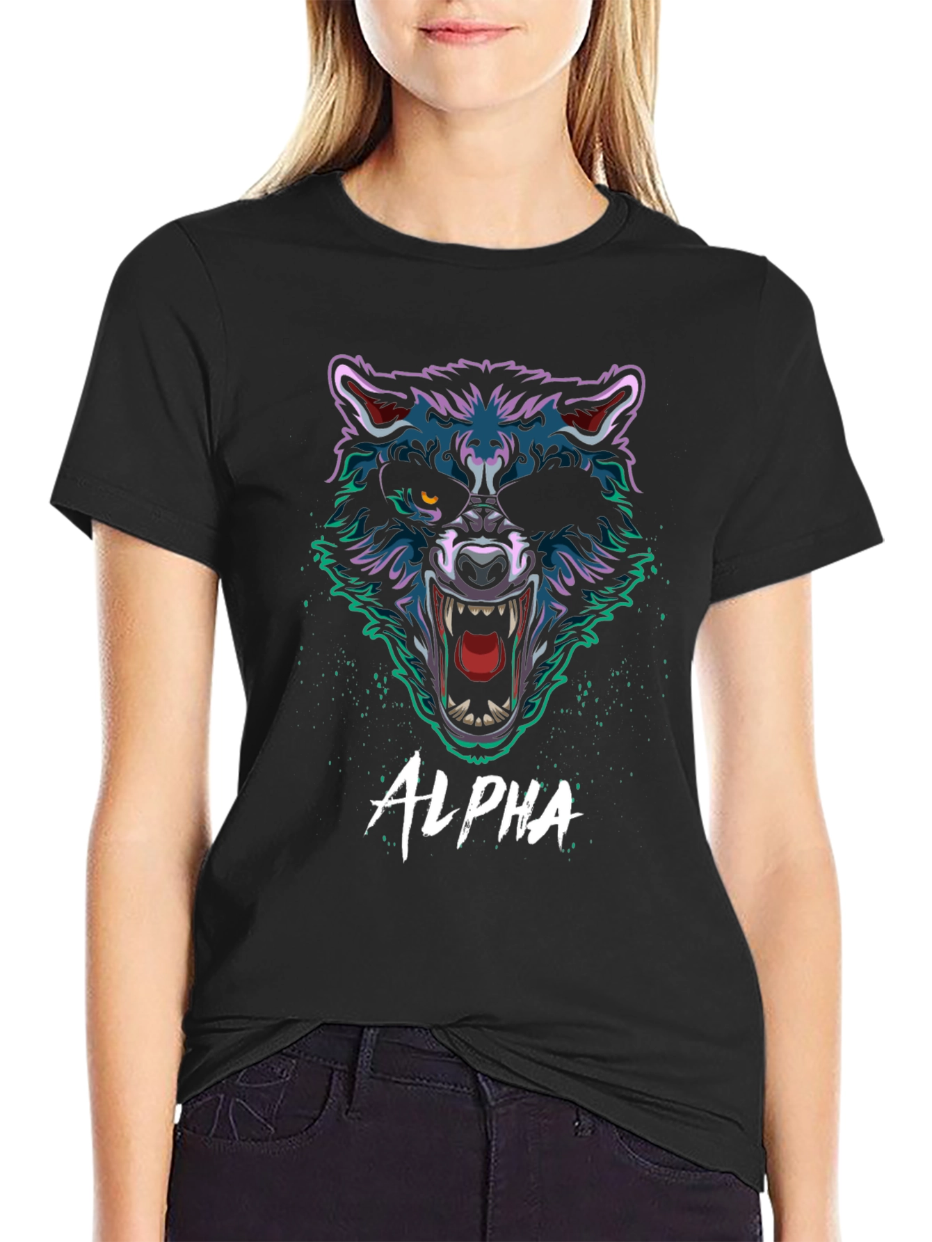 Alpha Wolf Graphic Tee - Mens Black T-Shirt