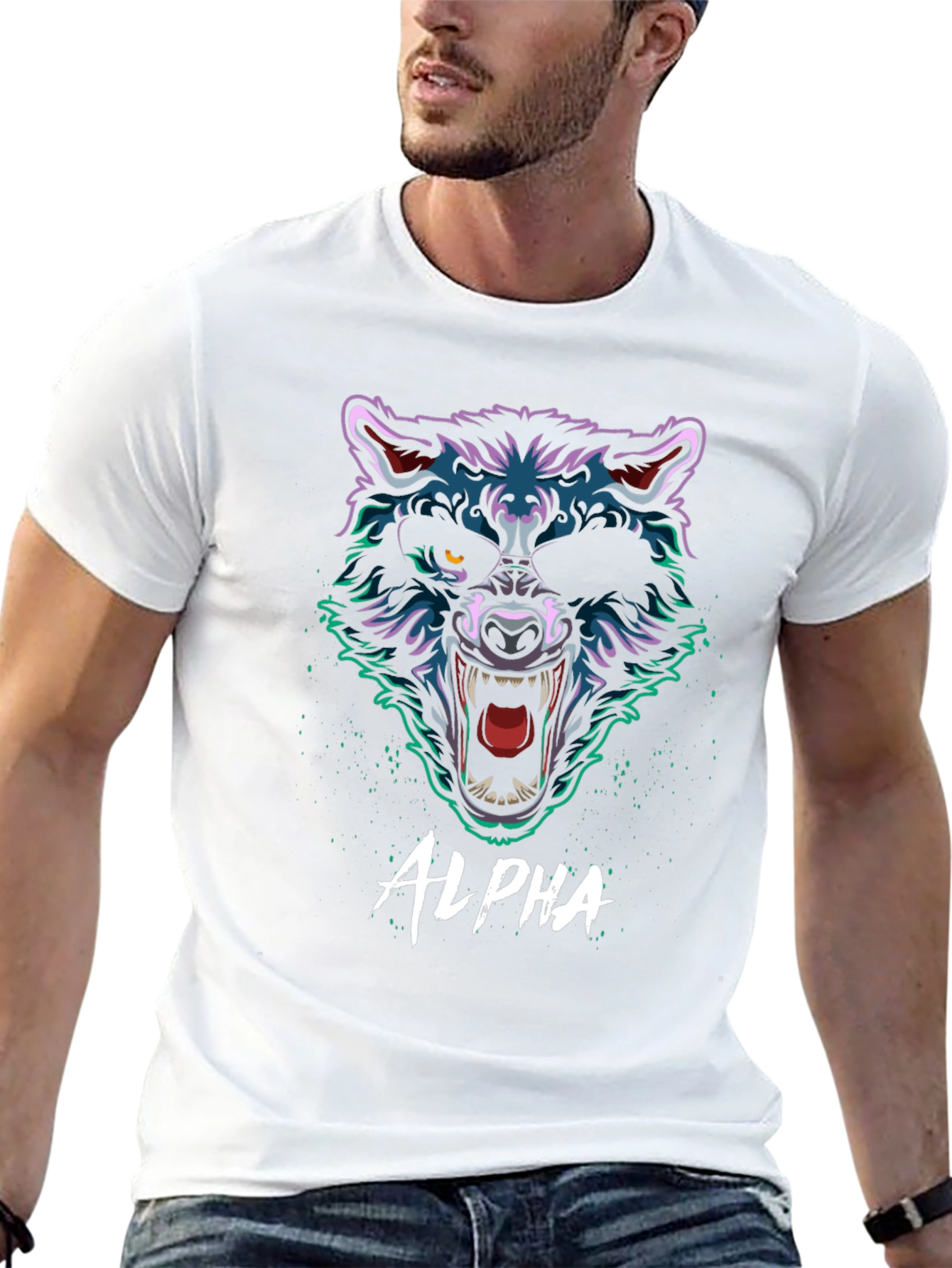 Alpha Wolf Graphic Tee - Mens Black T-Shirt