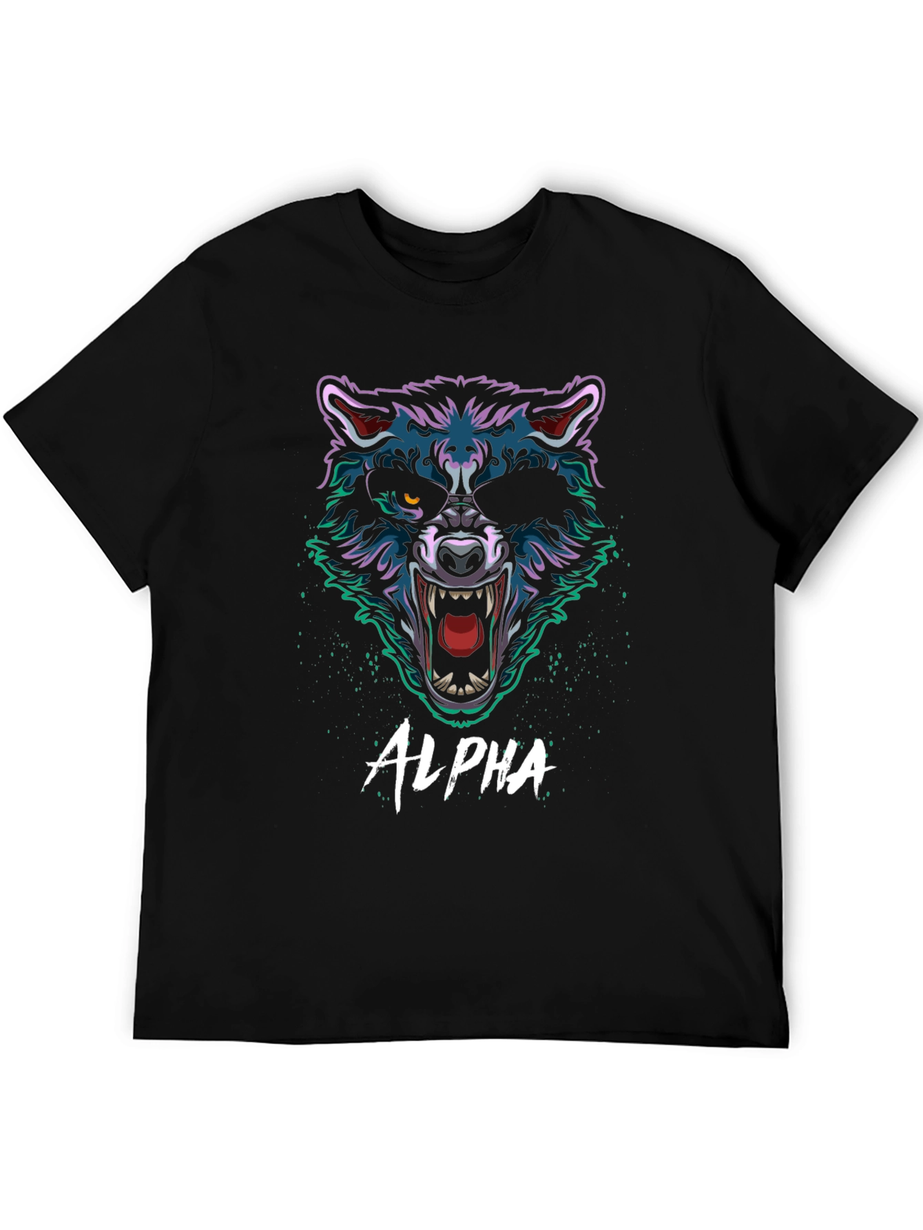 Alpha Wolf Graphic Tee - Mens Black T-Shirt