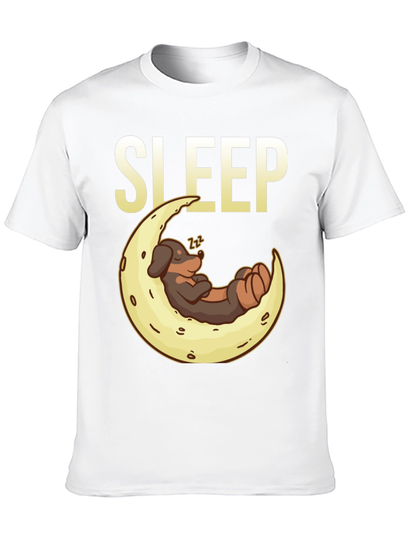 Sleepy Dog on Moon Graphic Tee - Black