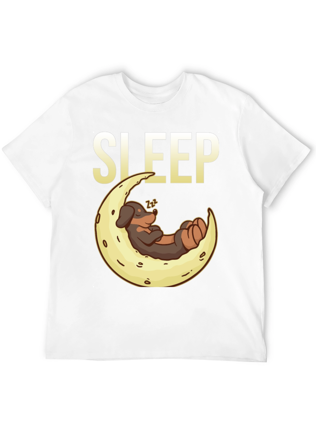 Sleepy Dog on Moon Graphic Tee - Black