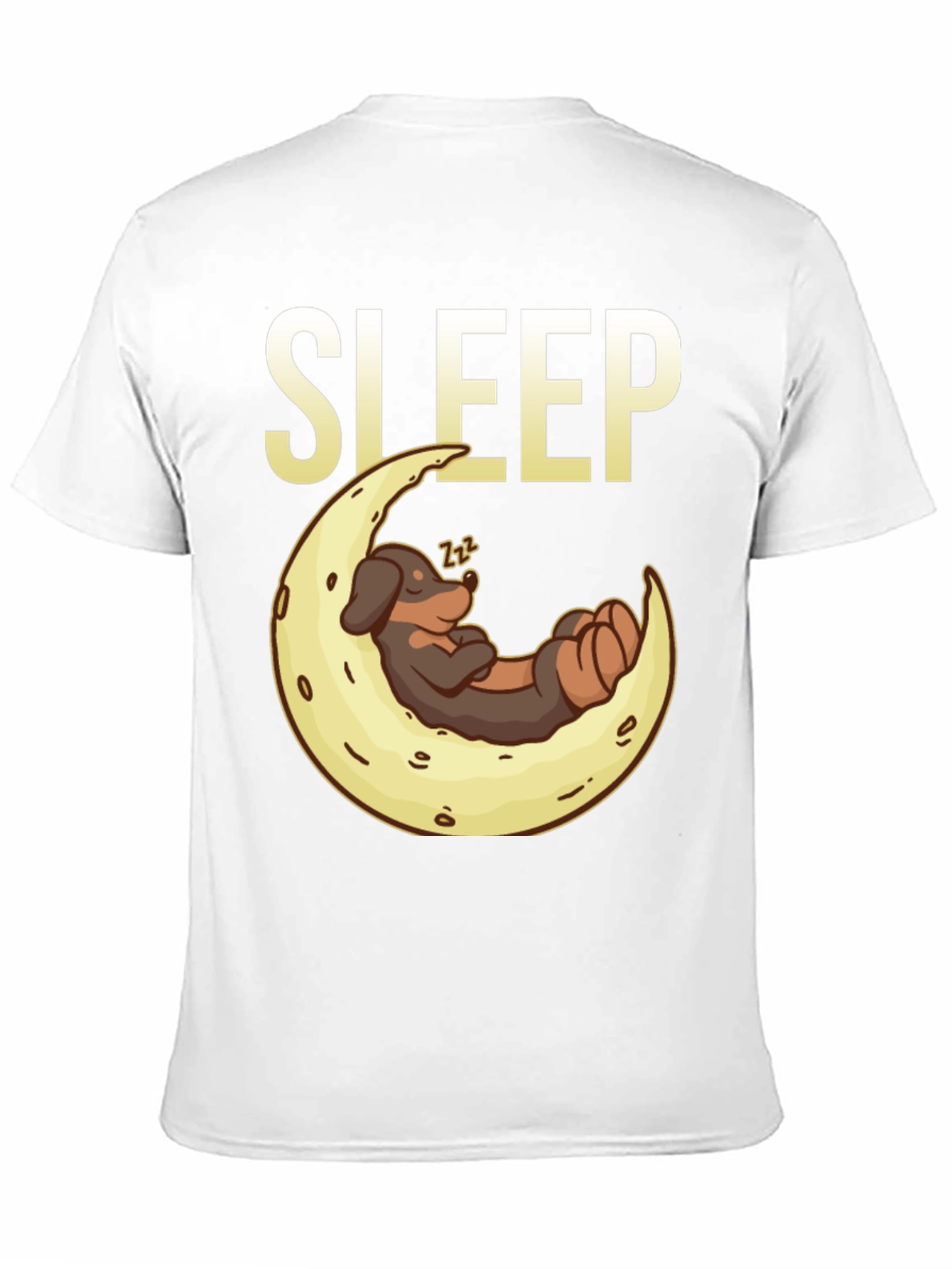 Sleepy Dog on Moon Graphic Tee - Black
