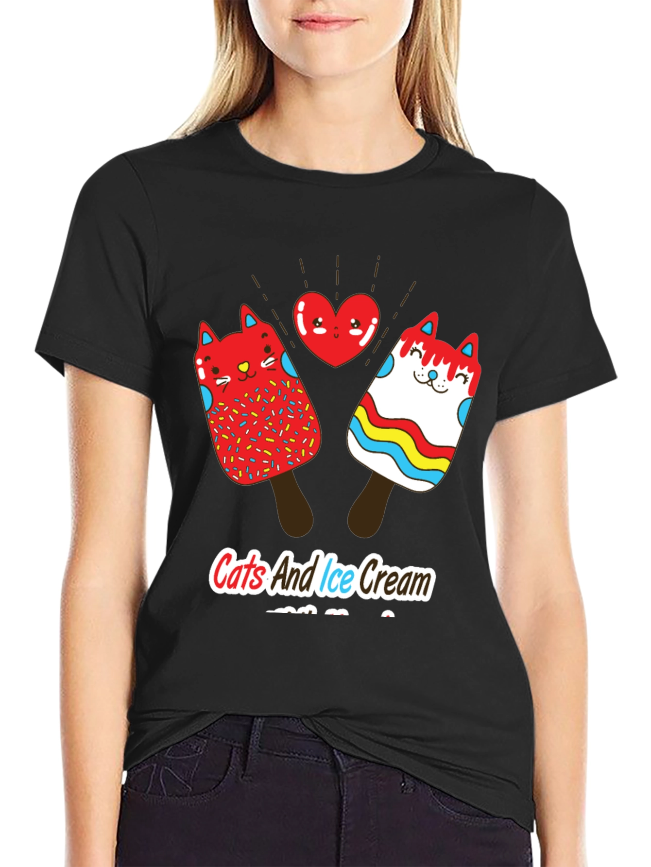 Cats and Ice Cream T-Shirt - Novelty Graphic Tee