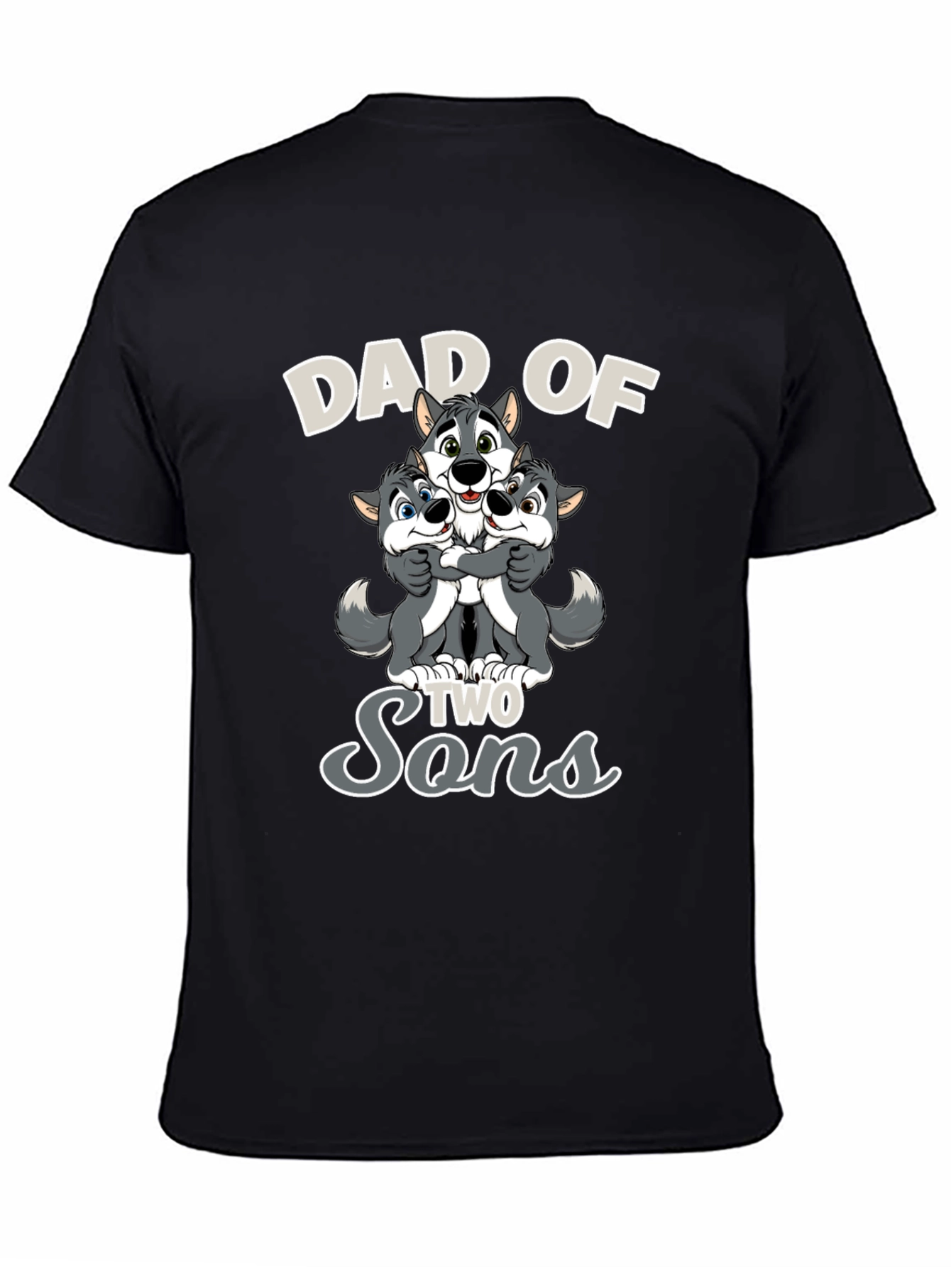 Dad of Two Sons Wolves Graphic T-Shirt