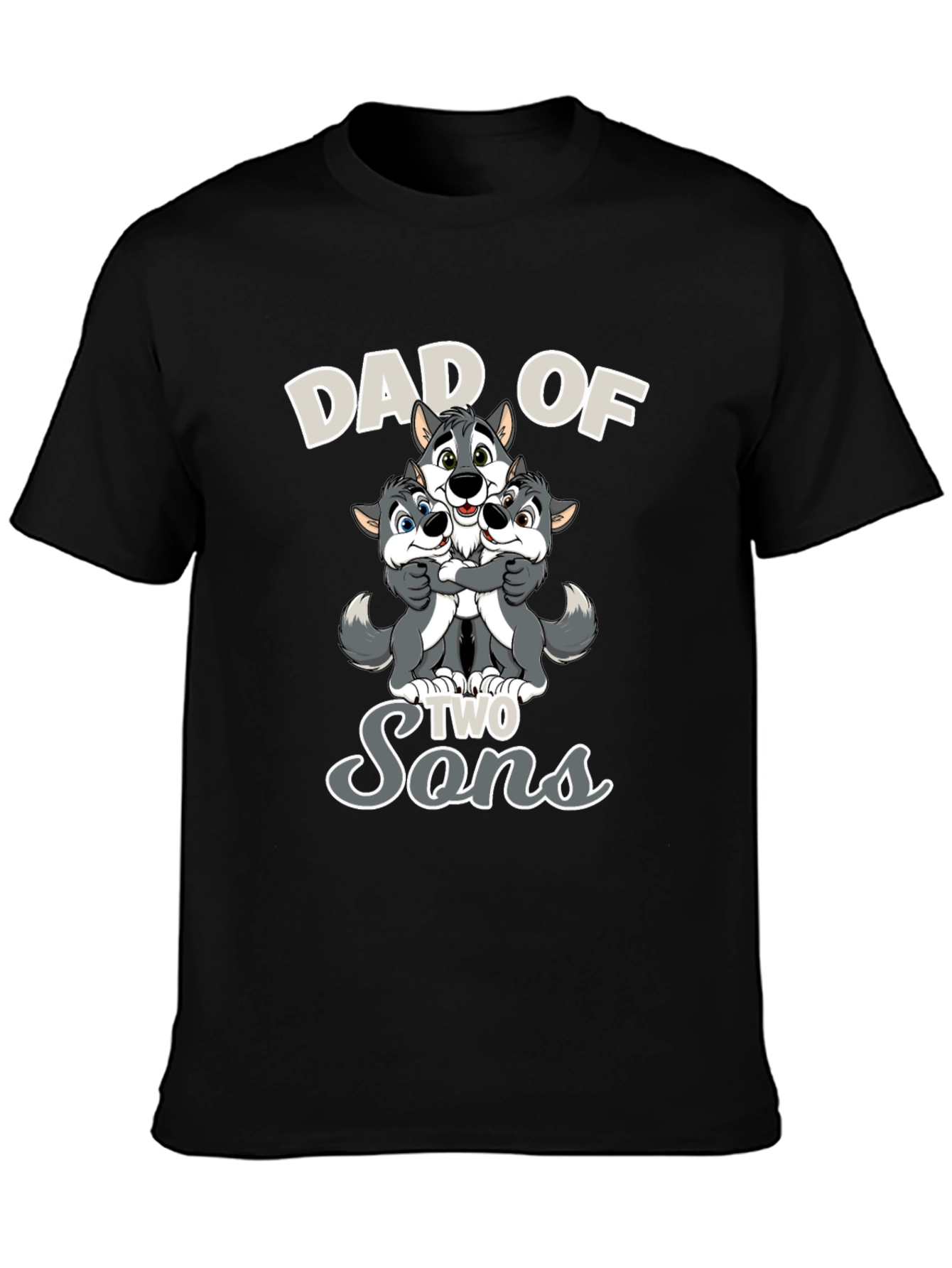 Dad of Two Sons Wolves Graphic T-Shirt