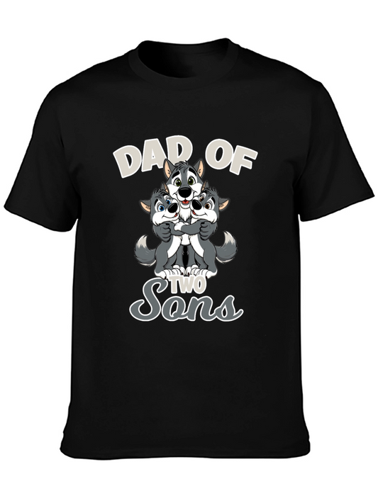 Dad of Two Sons Wolves Graphic T-Shirt