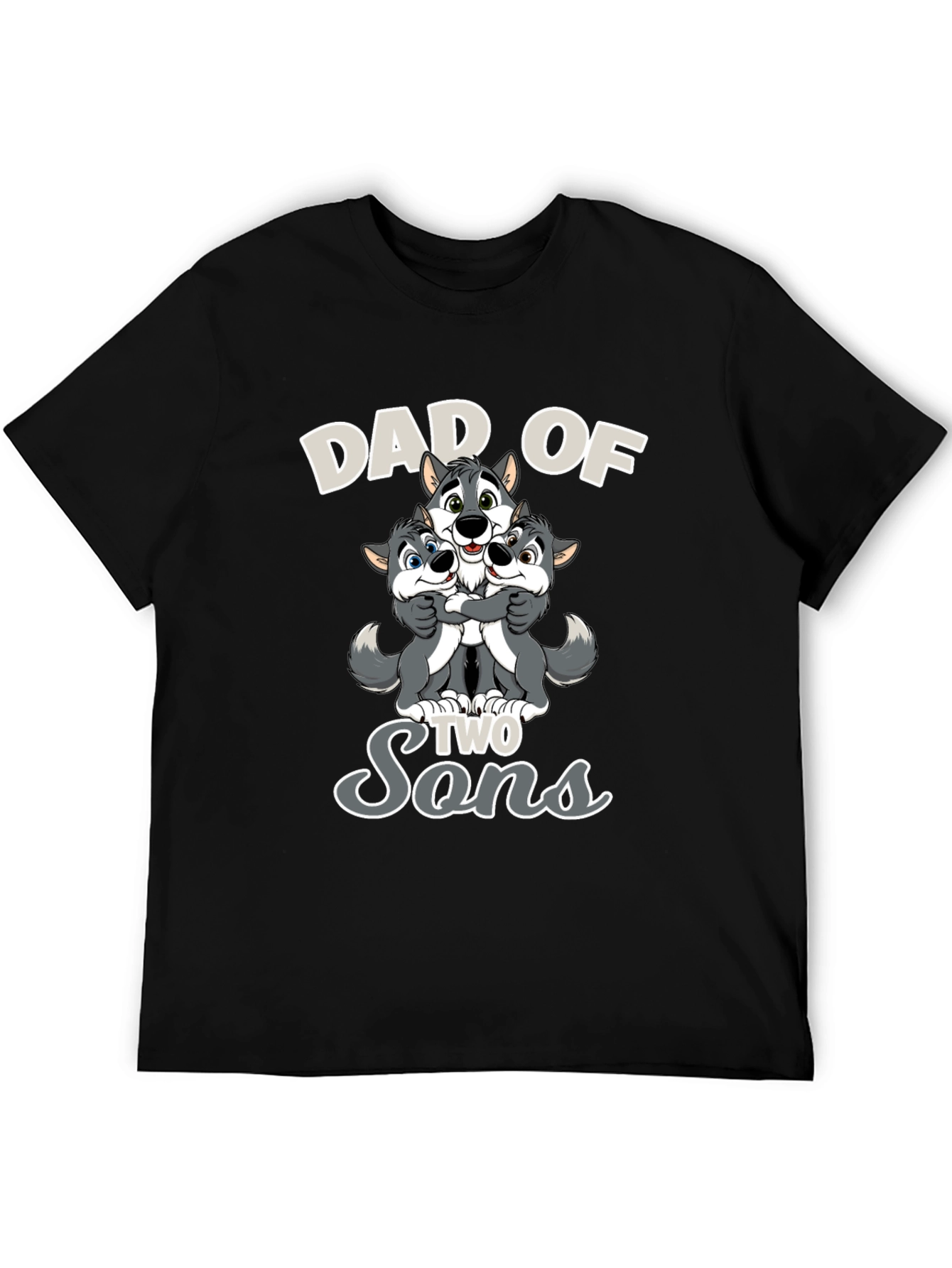 Dad of Two Sons Wolves Graphic T-Shirt
