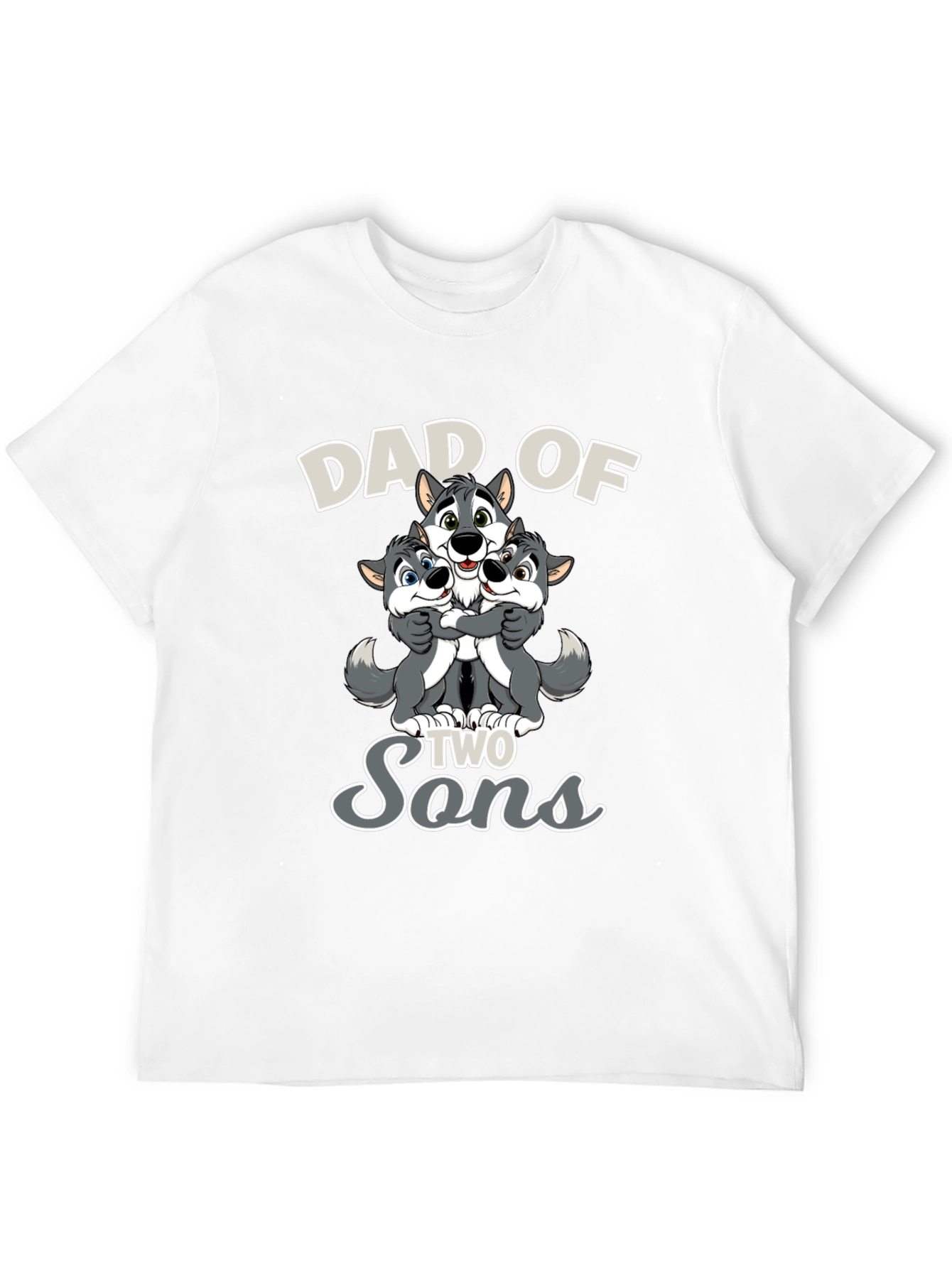 Dad of Two Sons Wolves Graphic T-Shirt