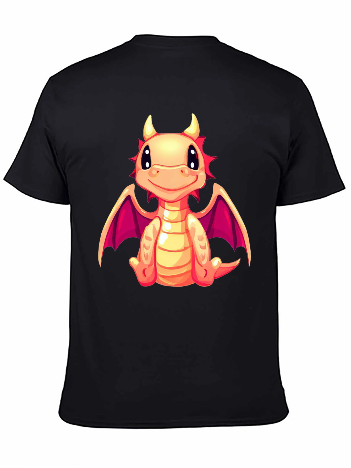 Cute Dragon Graphic Tee - Black Cotton Blend Shirt