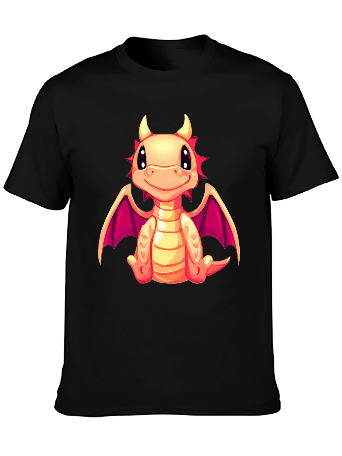 Cute Dragon Graphic Tee - Black Cotton Blend Shirt