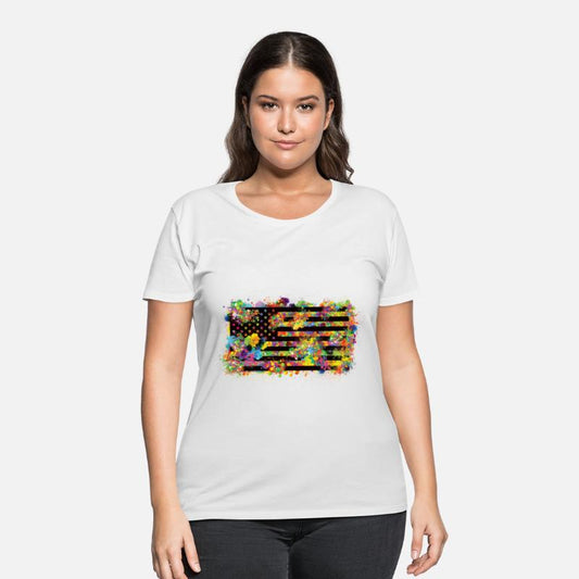 US Flag Paint Splatter Colorful Summer Patriotic