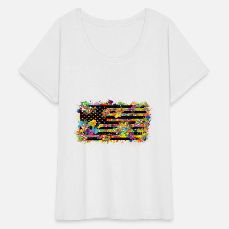 US Flag Paint Splatter Colorful Summer Patriotic