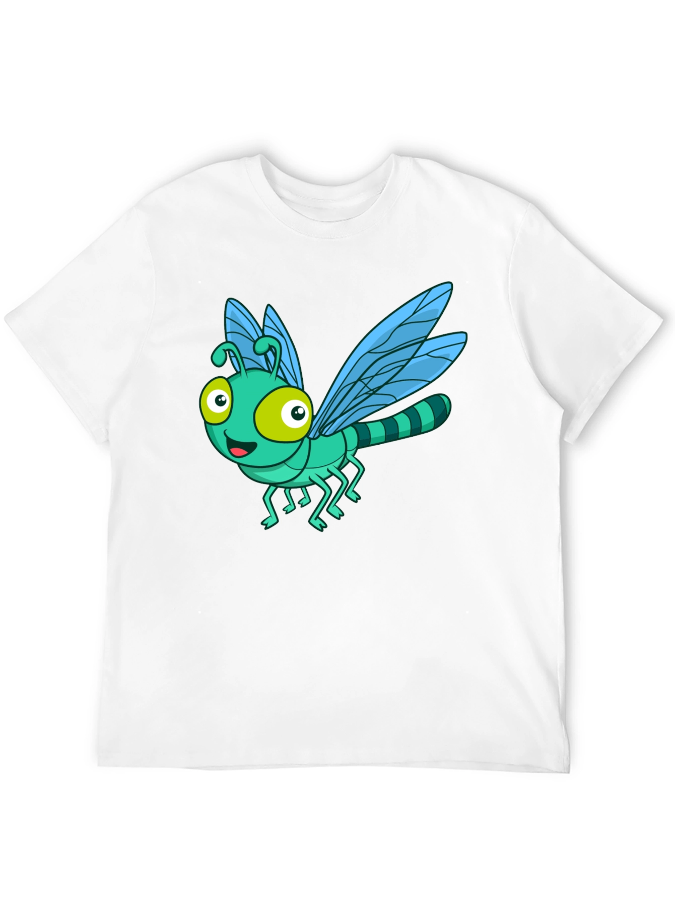 Cartoon Dragonfly Graphic Tee - Fun Black T-Shirt