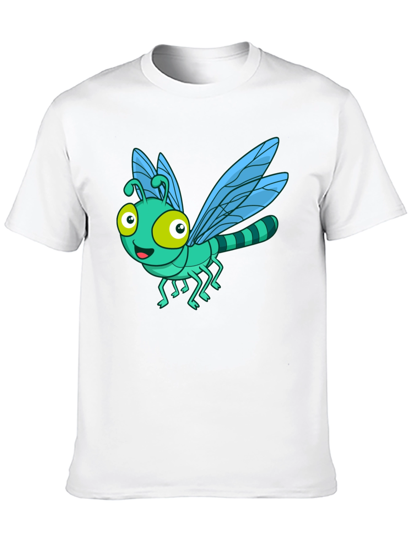 Cartoon Dragonfly Graphic Tee - Fun Black T-Shirt