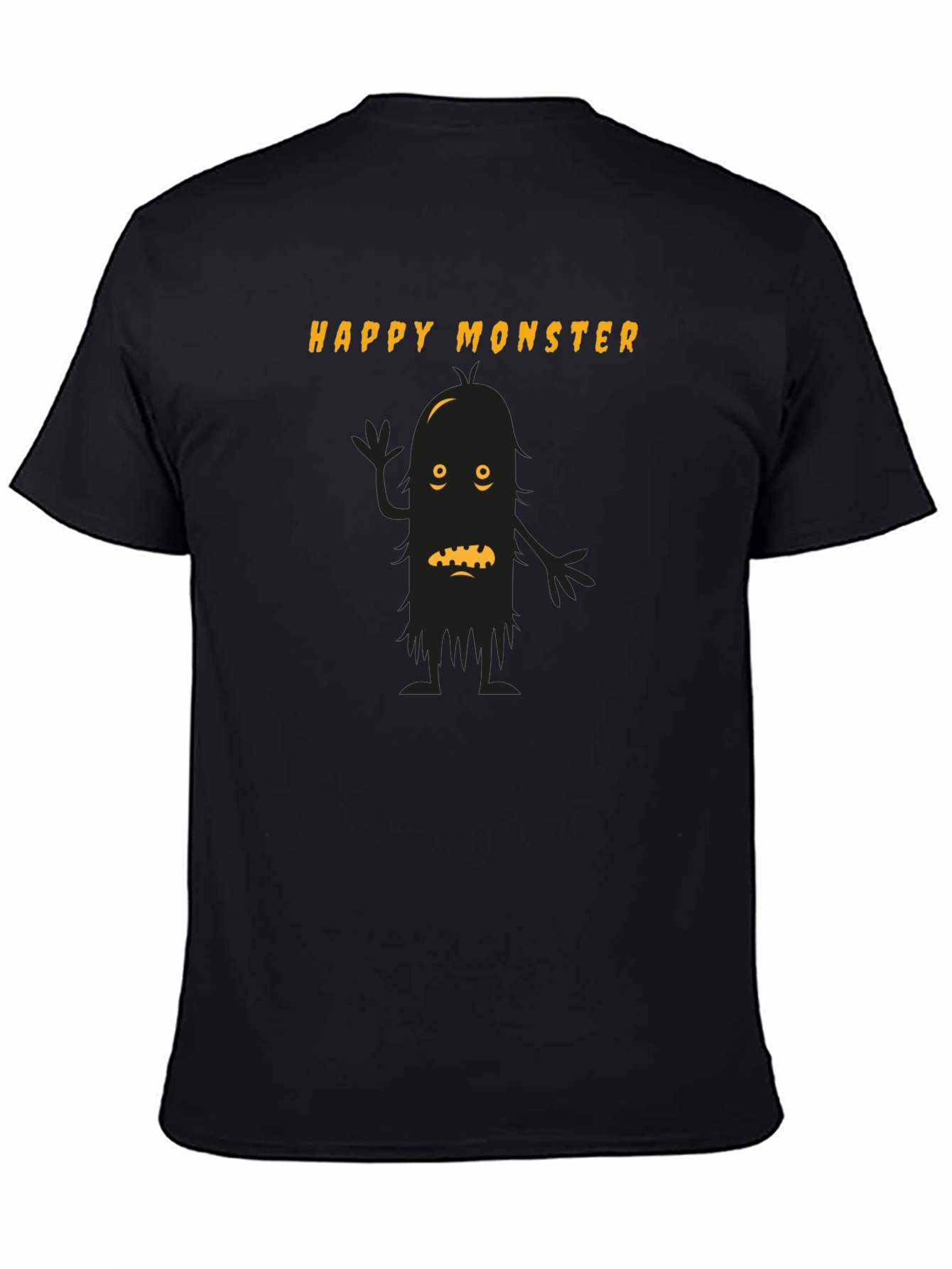 Happy Monster Graphic Tee - Black Cotton T-Shirt