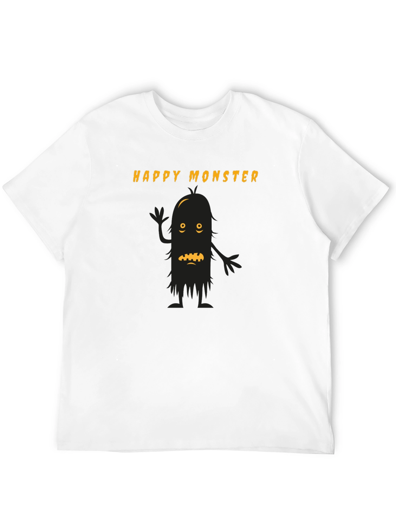 Happy Monster Graphic Tee - Black Cotton T-Shirt